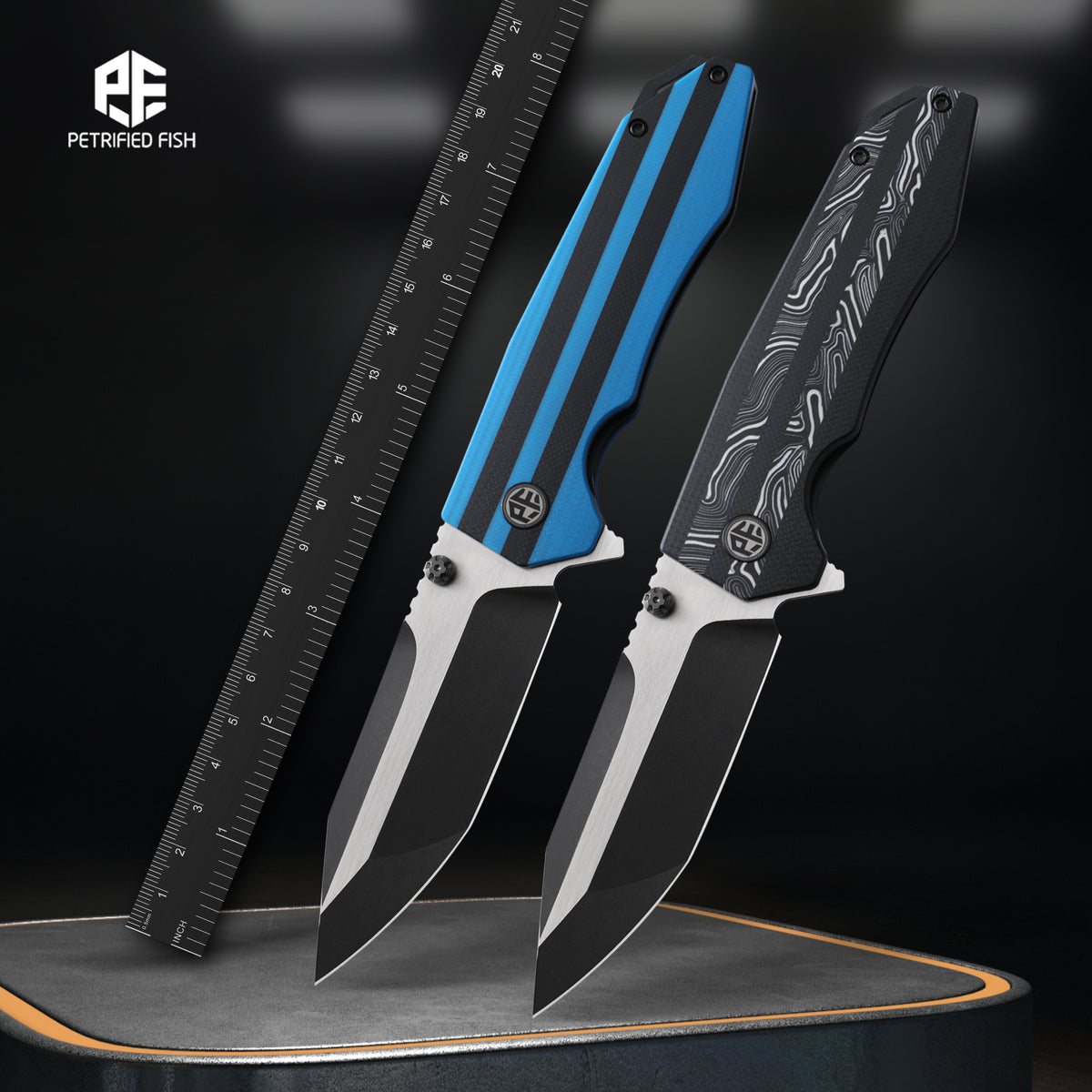 Petrified Fish PFP08 Mocado,3.58" K110 Blade,160g G10/Carbon Fiber Handle Flipper Liner Lock Folding Knife