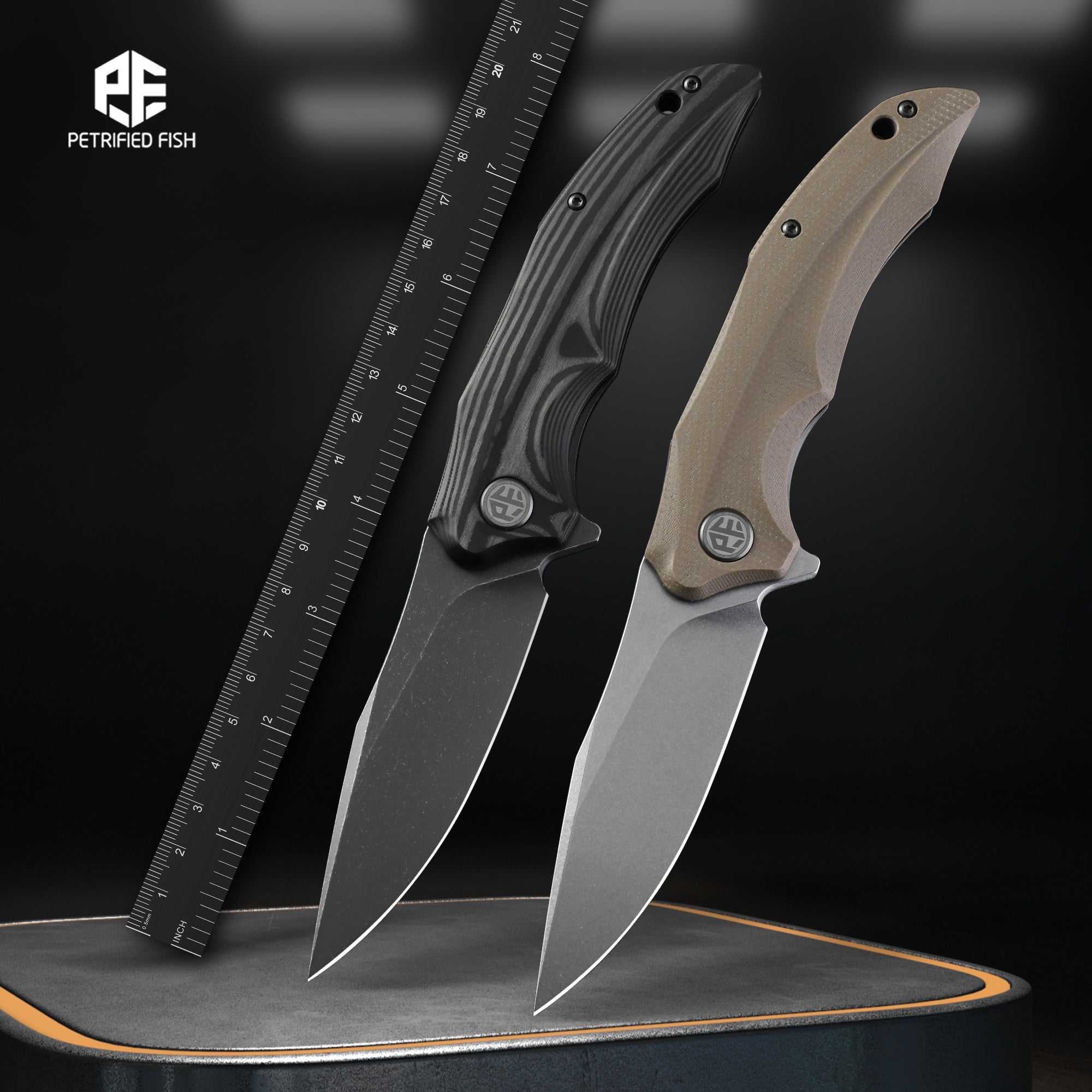 Petrified Fish PFP10 Hairtail,3.54" K110 Steel Blade,149g Micarta/Carbon Fiber Handle,Flipper Liner Lock Folding Knife