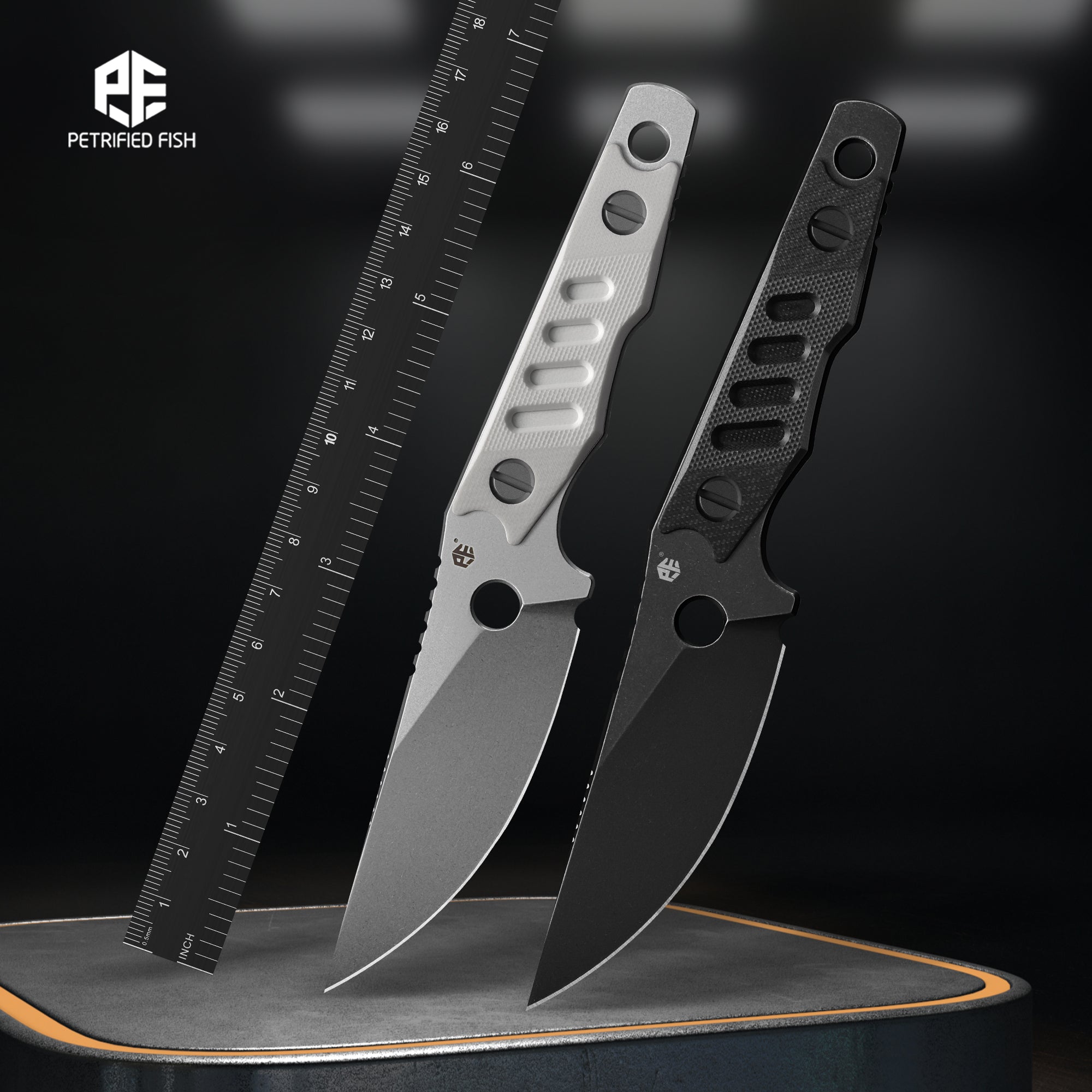 Petrified Fish PFE18-Bison L,N690 Steel Skeleton Knife