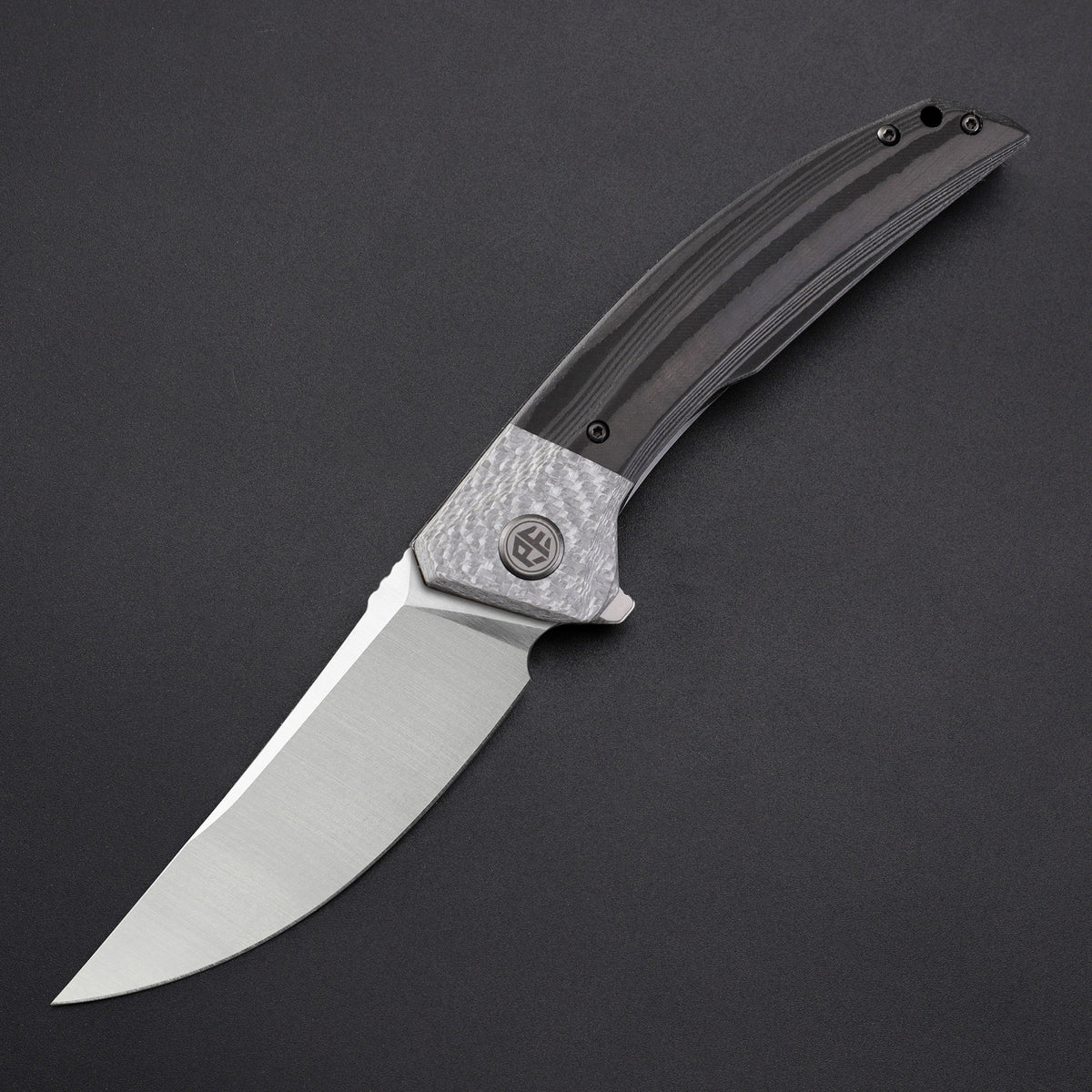 Petrified Fish PFP05 Deepsea,3.66" K110 Blade,Carbon fiber/Micarta/Carbon fiber&G10 Handle Flipper Liner Lock Folding Knife