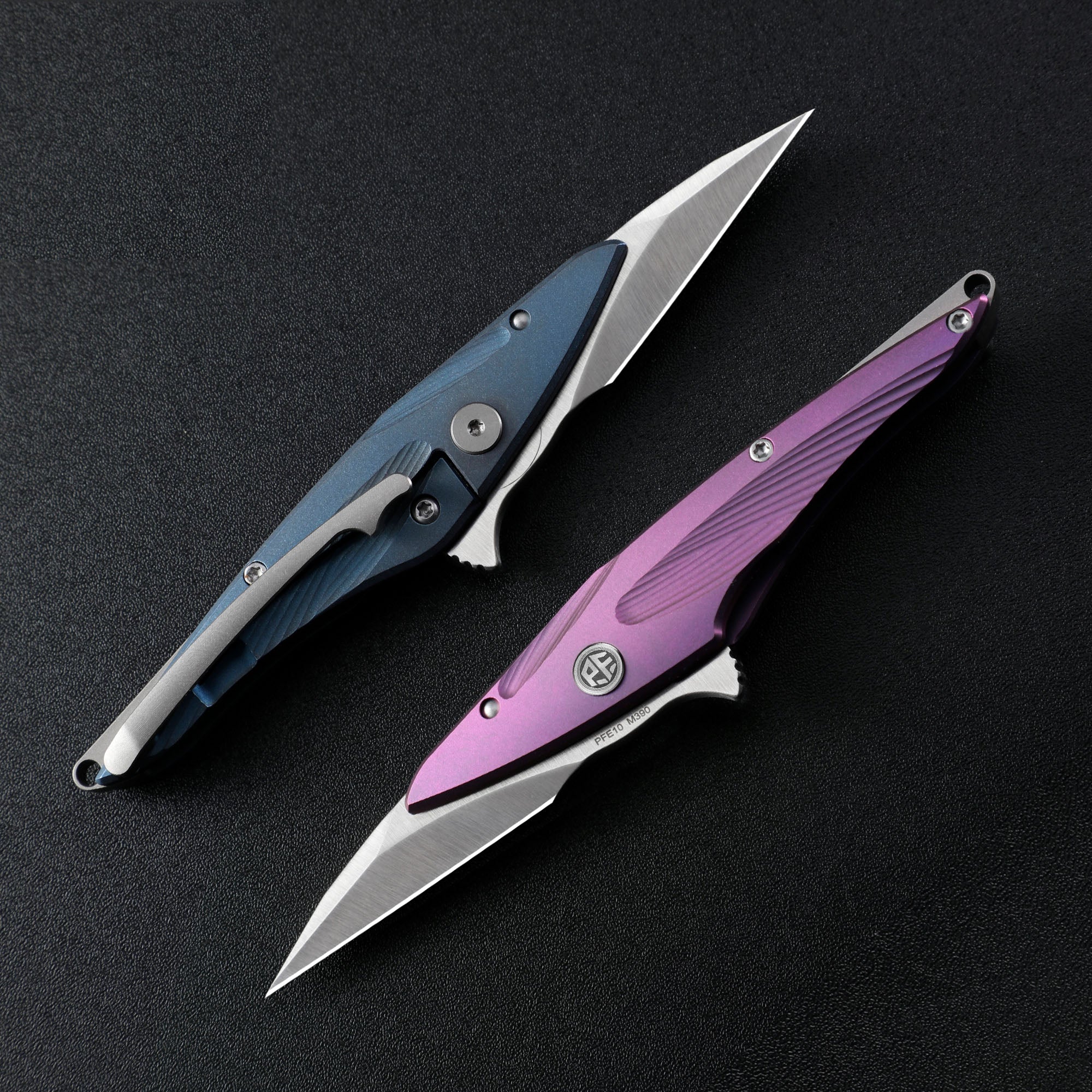 Petrified Fish PFE10 Hummingbird,1.06" Blade,30g Titanium Handle,Flipper Frame Lock Folding Knife