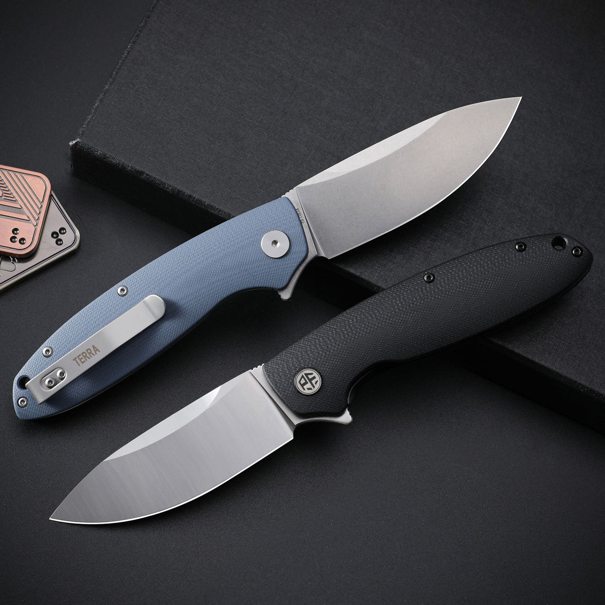 Petrified Fish PFB01 Terra,3.54" D2 Blade,Gmascus/G10/Micarta Handle Flipper Liner Lock Folding Knife