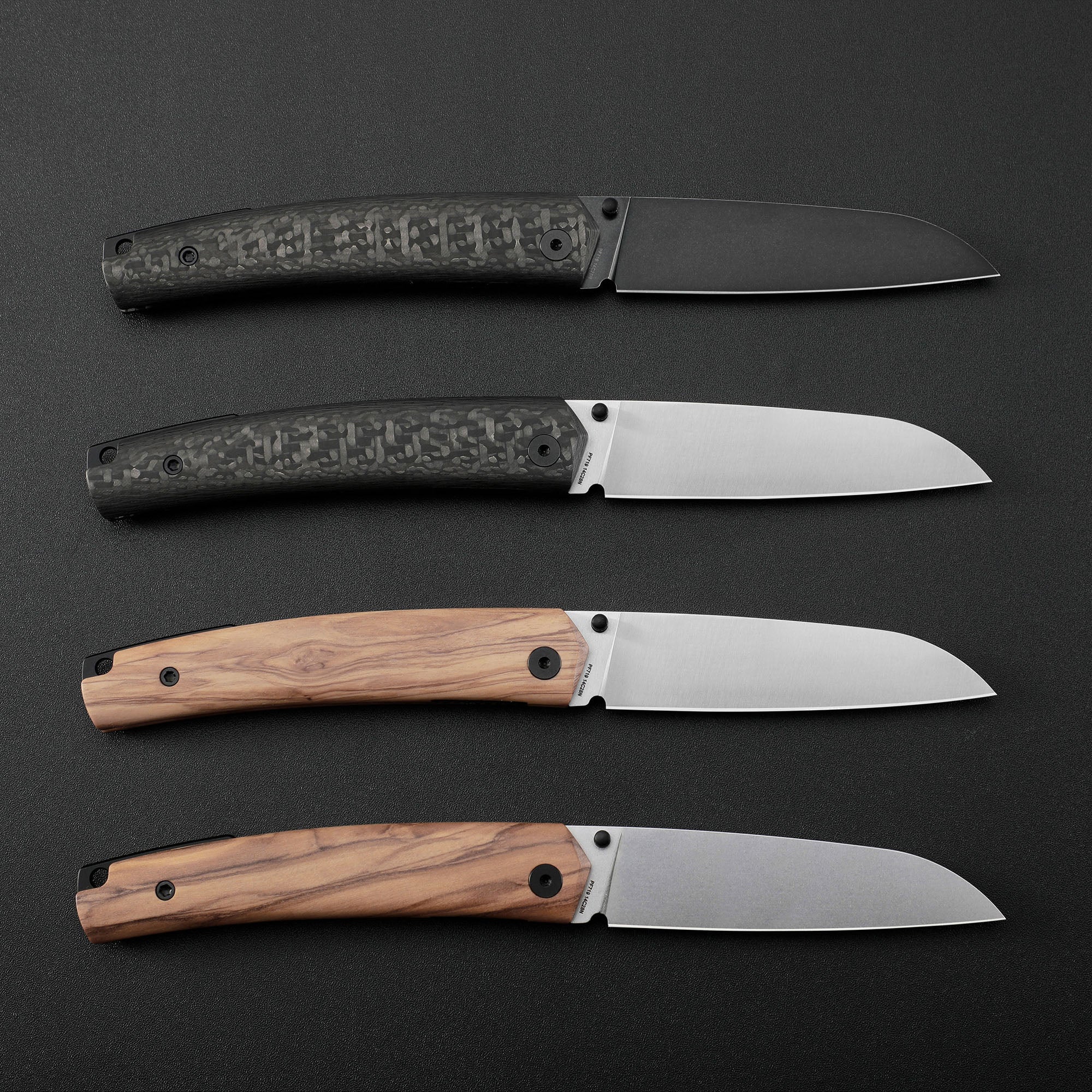 Petrified Fish PF719 V2-Patte,3.43"14C28N Steel Blade,Wood/Carbon Fiber/G10 Handle,Thumb Stud Liner Lock Folding knife
