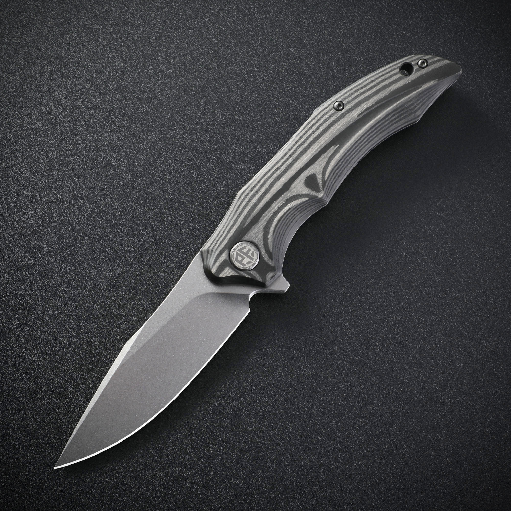 Petrified Fish PFP10 Hairtail,3.54" K110 Steel Blade,149g Micarta/Carbon Fiber Handle,Flipper Liner Lock Folding Knife