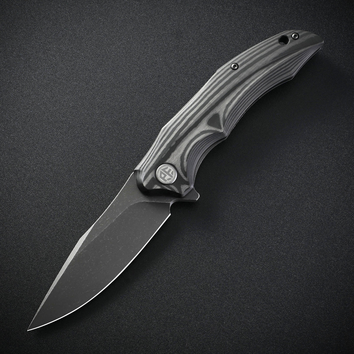 Petrified Fish PFP10 Hairtail,3.54" K110 Steel Blade,149g Micarta/Carbon Fiber Handle,Flipper Liner Lock Folding Knife