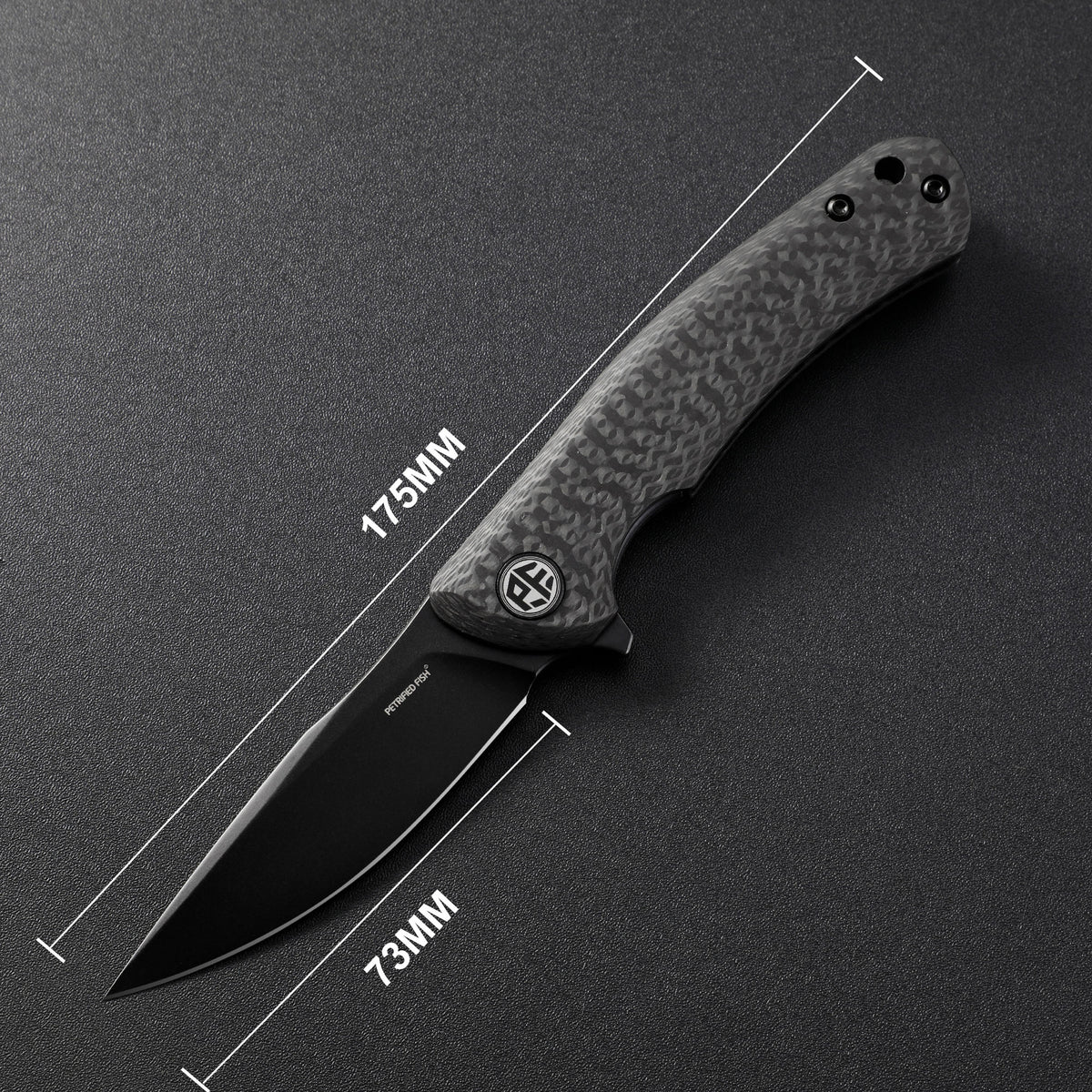 Petrified Fish PF949X Warrior,2.87" K110 Blade,Micarta/Carbon fiber Handle,Flipper Liner Lock Folding Knife