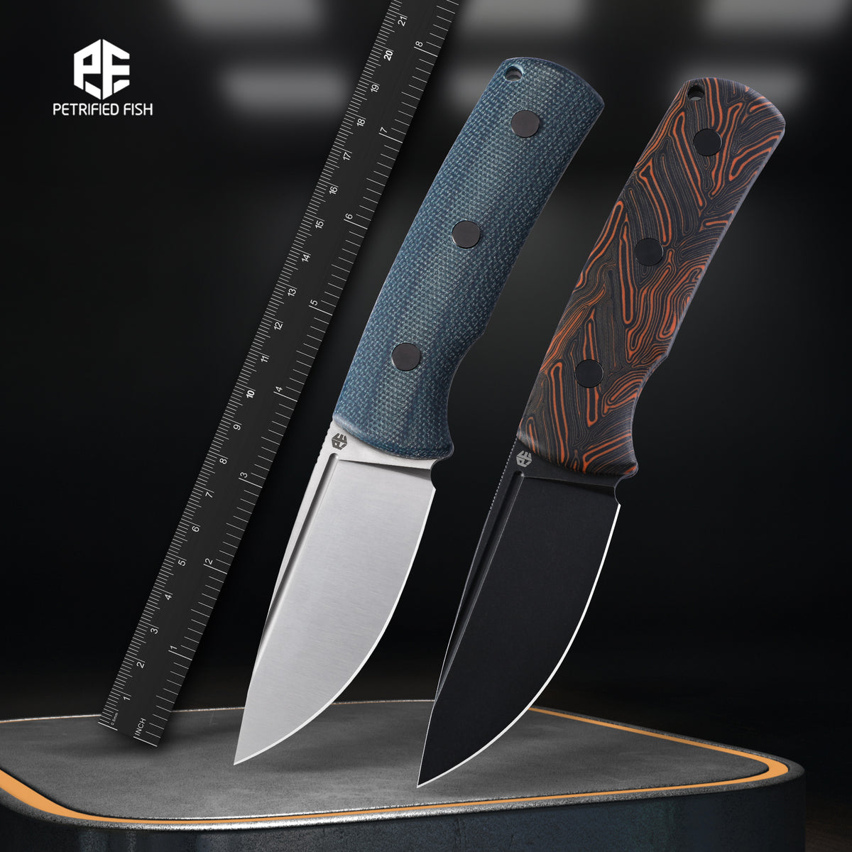 Petrified Fish PFP01F Beluga,3.62" N690 Blade,Micarta/G10 Handle Fixed Blade Knife
