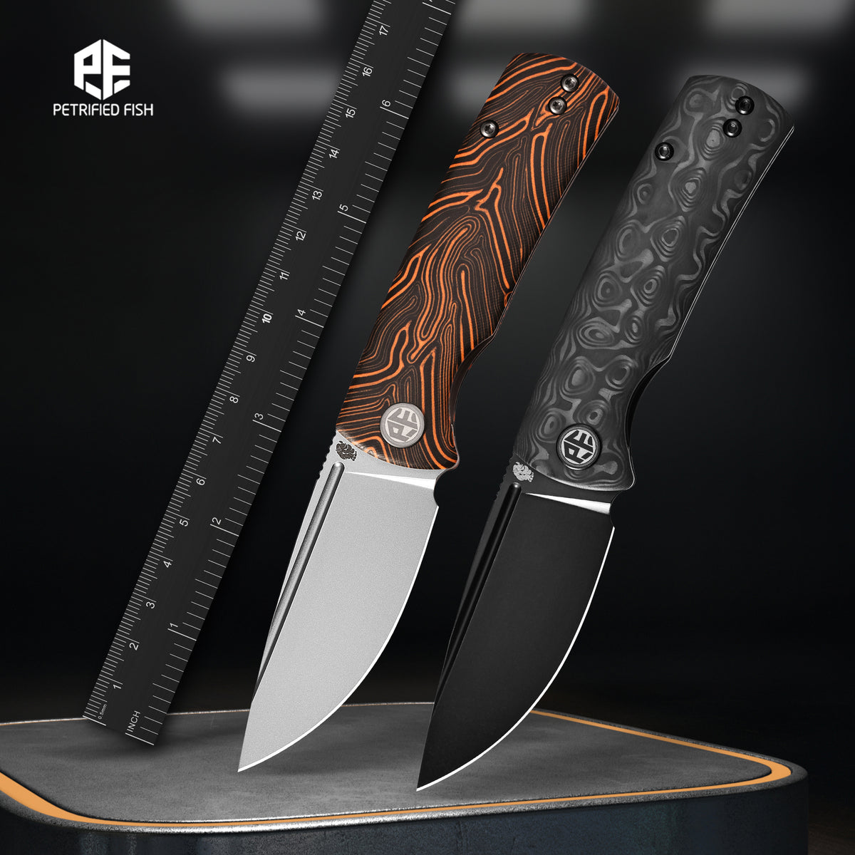 Petrified Fish PFP01X Beluga,2.99" 14C28N Blade,95.6g G10/Carbon Fiber Handle Front Flipper Liner Lock Folding Knife