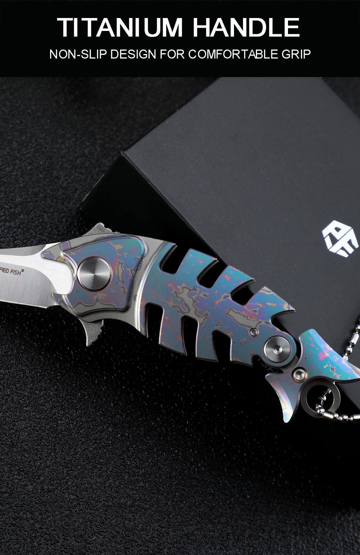 Petrified Fish PF900 Helmet,1.54" M390 Blade,Titanium Handle Pocket Folding Knife
