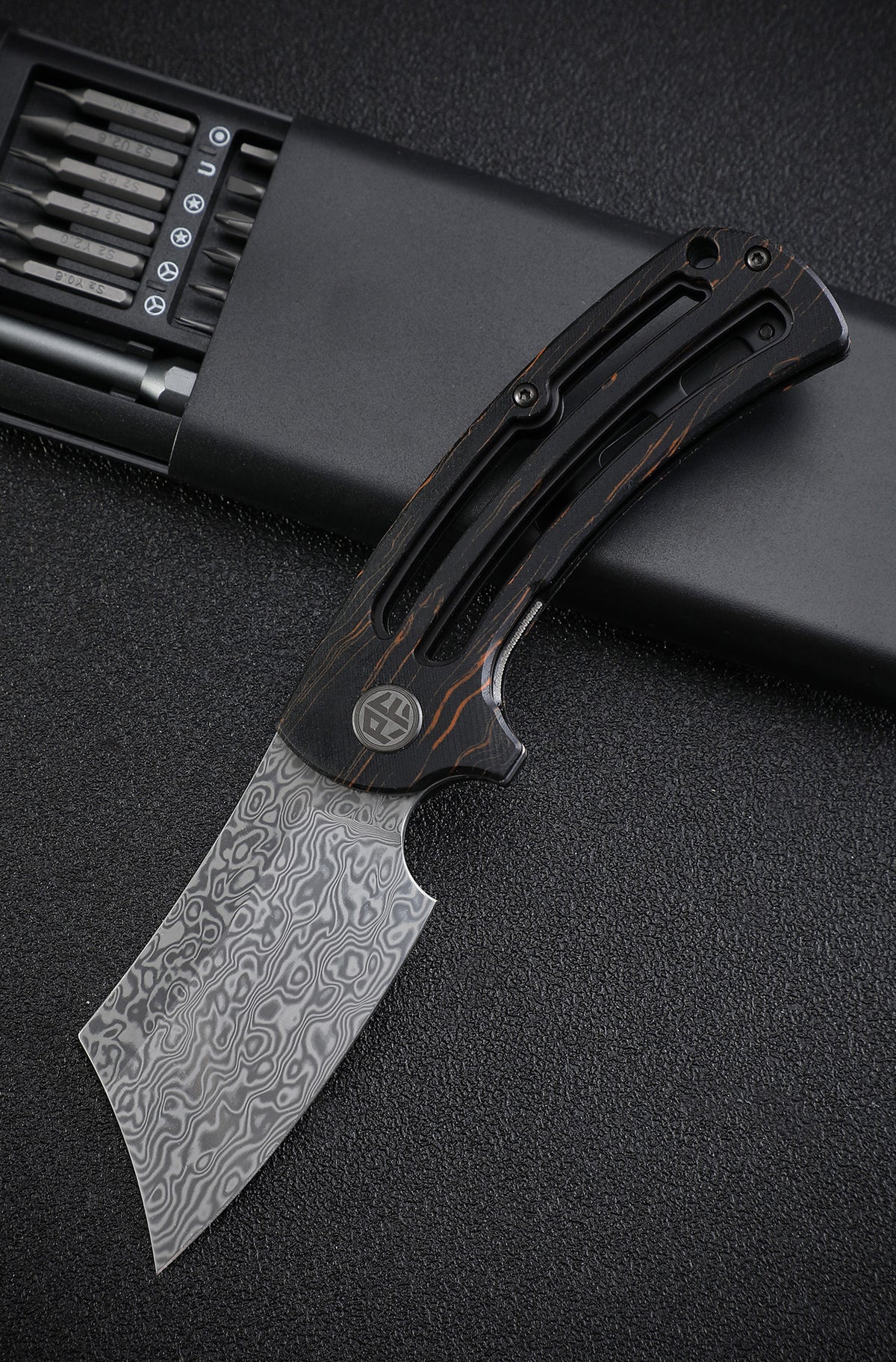Petrified Fish PFE01 Eddy,3.07" K110/Damascus Blade,G10 Handle, Flipper Liner lock Folding knife