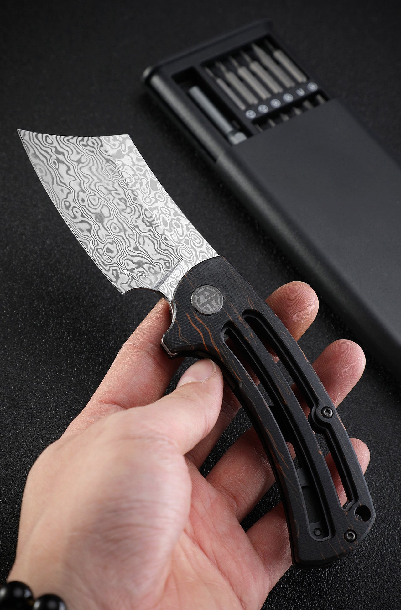 Petrified Fish PFE01 Eddy,3.07" K110/Damascus Blade,G10 Handle, Flipper Liner lock Folding knife