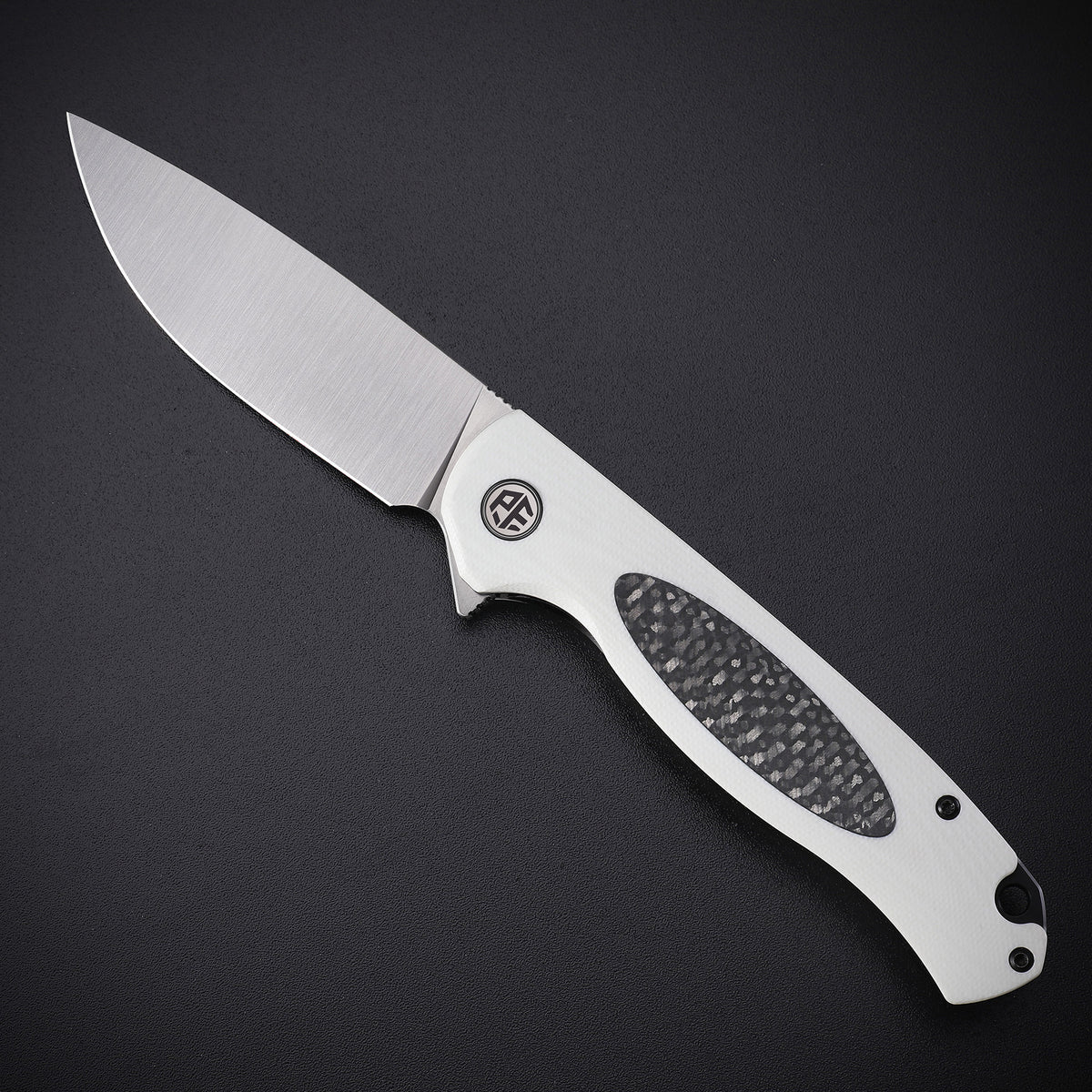 Petrified Fish PFB03 Stamp,3.58" D2 Blade,136g G10&Carbon Fiber Handle Flipper Liner Lock Folding Knife