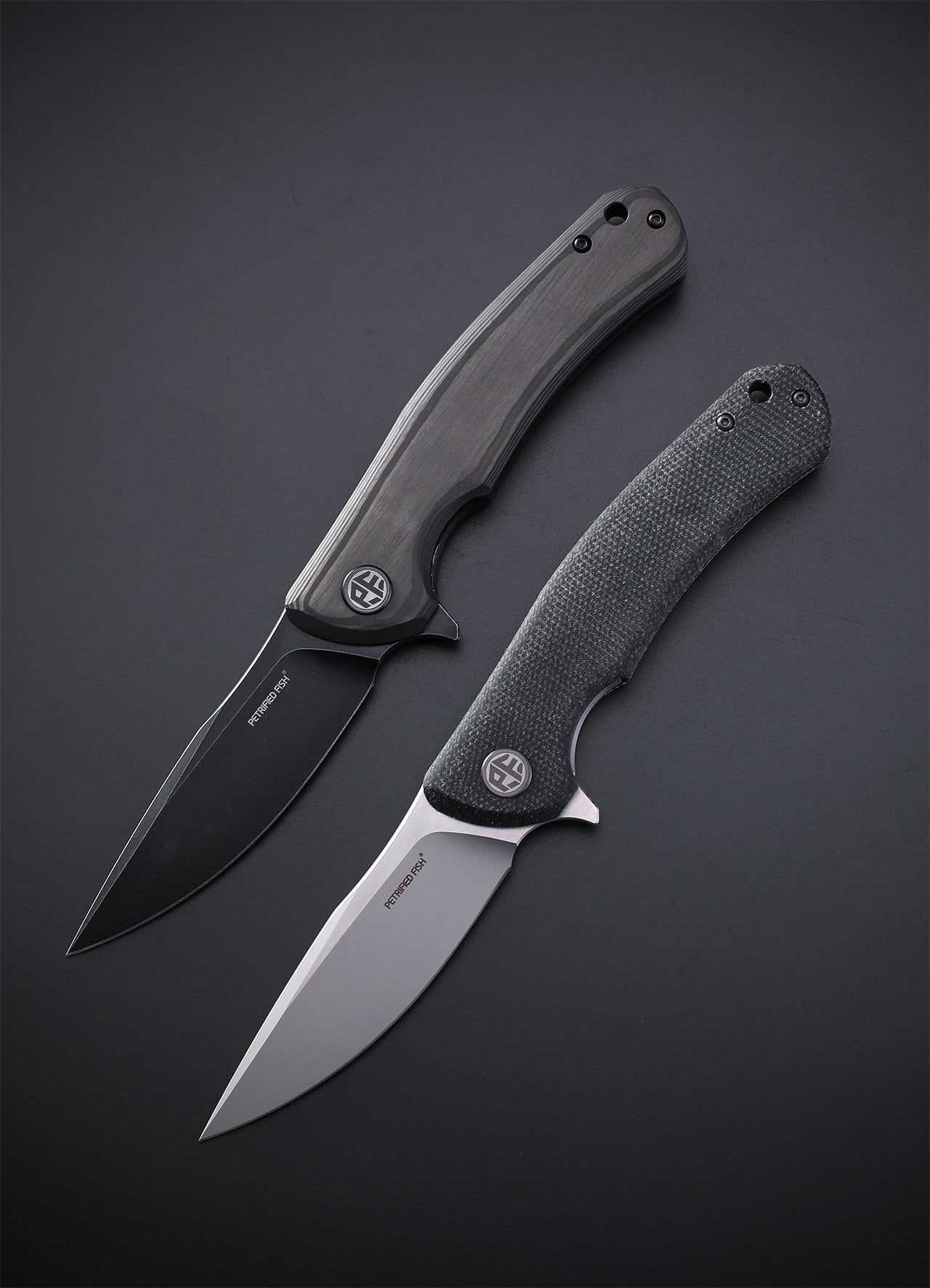 Petrified Fish PF949 Warrior,3.54" K110 Blade,Micarta/G10/Carbon Fiber Handle, Flipper Liner lock Folding knife
