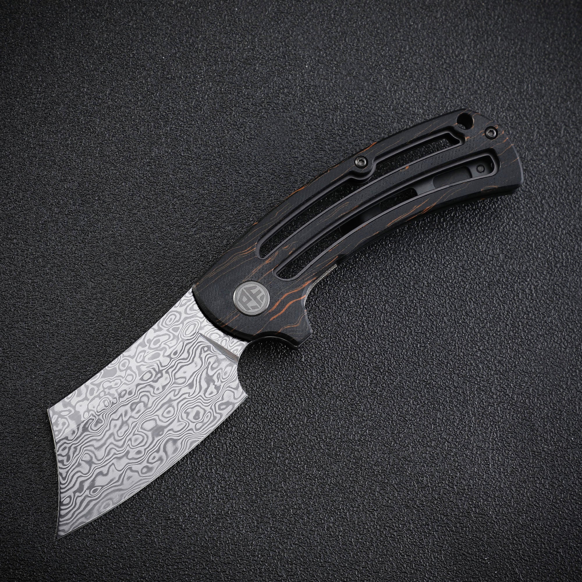 Petrified Fish PFE01 Eddy,3.07" K110/Damascus Blade,G10 Handle, Flipper Liner lock Folding knife