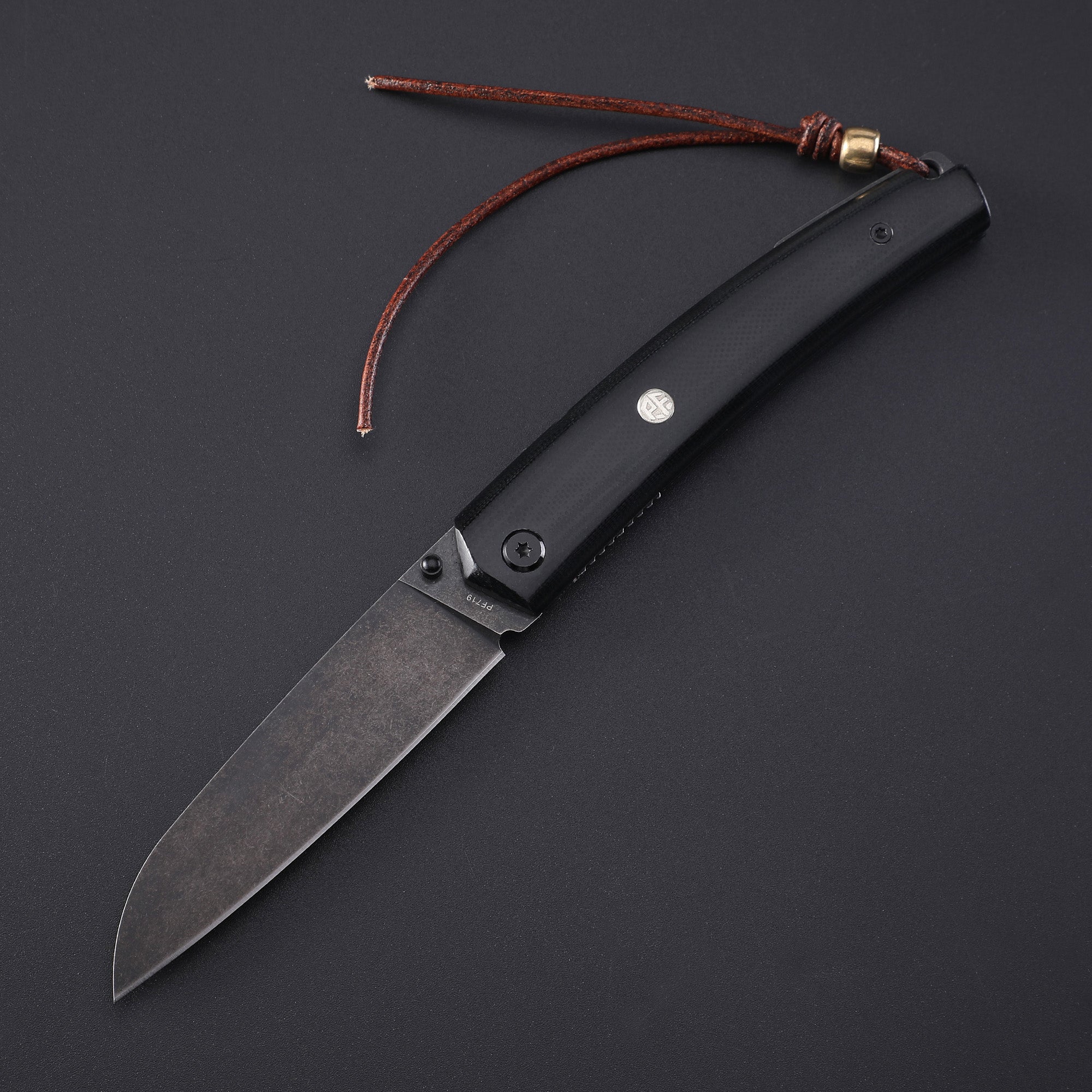 Petrified Fiah PF719 Patte,3.43"12C27N Blade,Wood/G10 Handle,Thumb Stud Liner Lock Folding Knife,