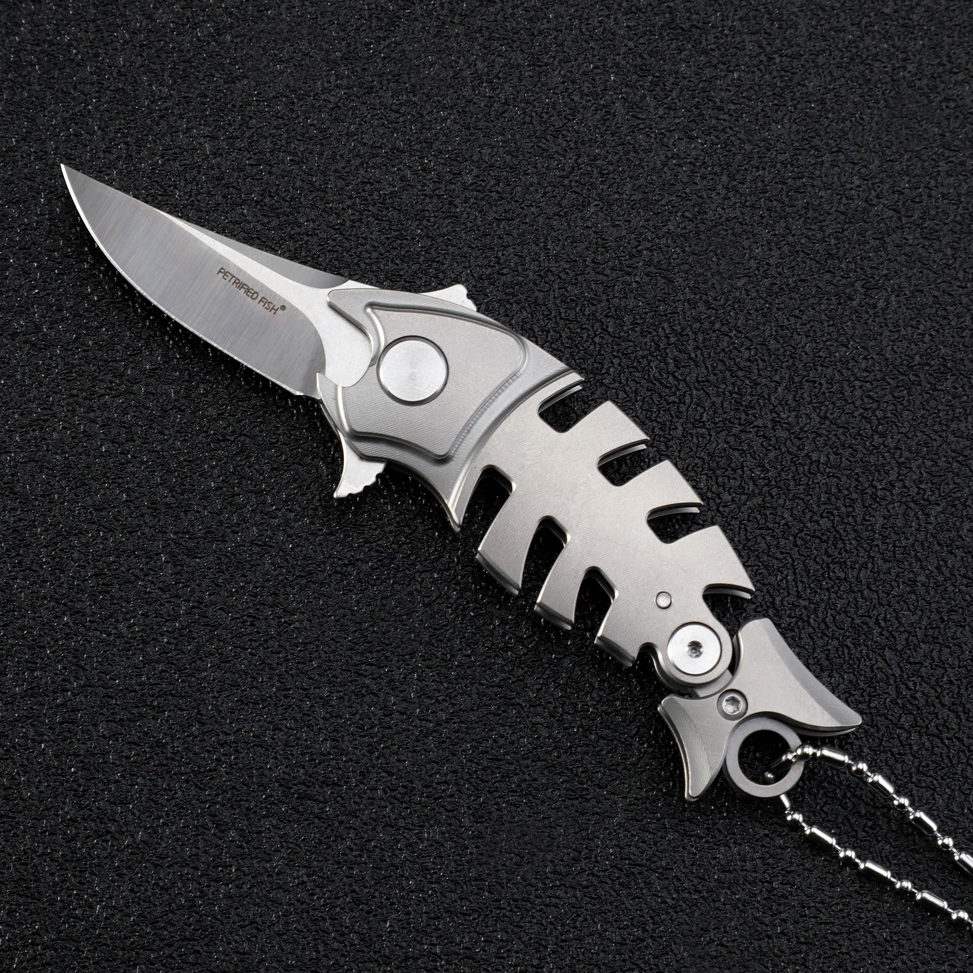 Petrified Fish PF900 Helmet,1.54" M390 Blade,Titanium Handle Pocket Folding Knife