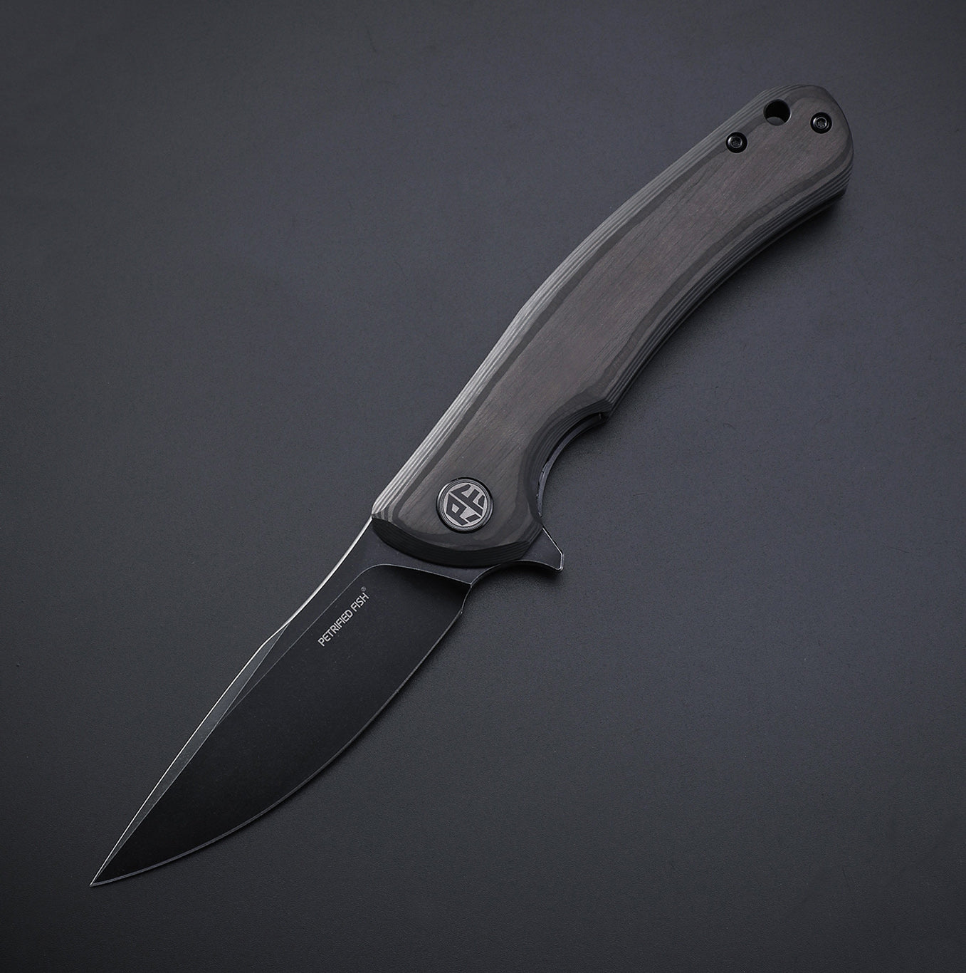 Petrified Fish PF949 Warrior,3.54" K110 Blade,Micarta/G10/Carbon Fiber Handle, Flipper Liner lock Folding knife