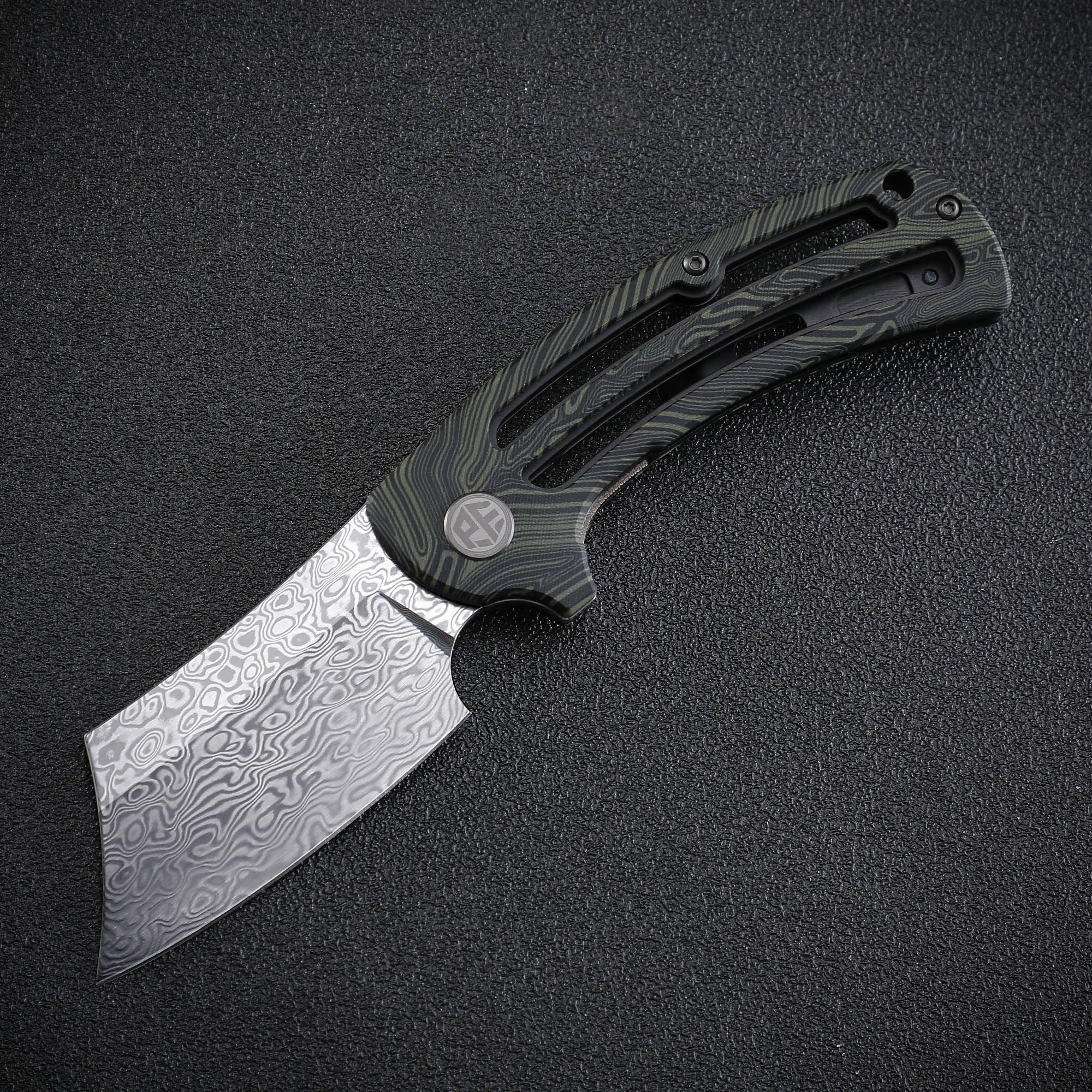 Petrified Fish PFE01 Eddy,3.07" K110/Damascus Blade,G10 Handle, Flipper Liner lock Folding knife