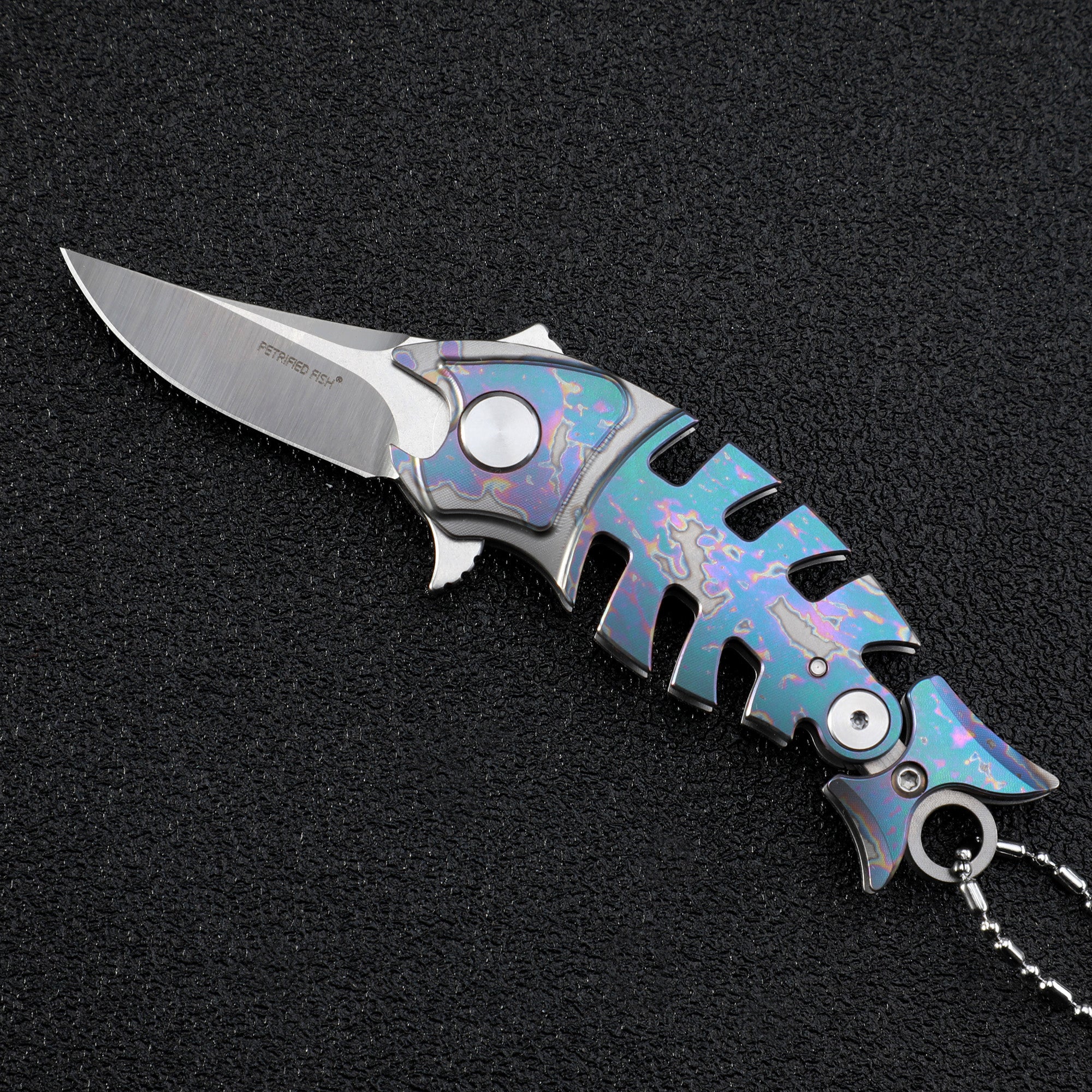 Petrified Fish PF900 Helmet,1.54" M390 Blade,Titanium Handle Pocket Folding Knife