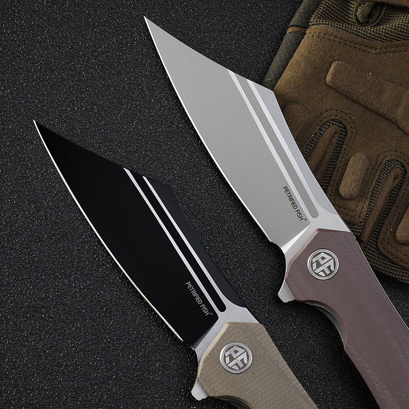 Petrified Fish PF939,3.86" D2 Blade,G10/Micarta Handle,Flipper Liner lock Folding knife