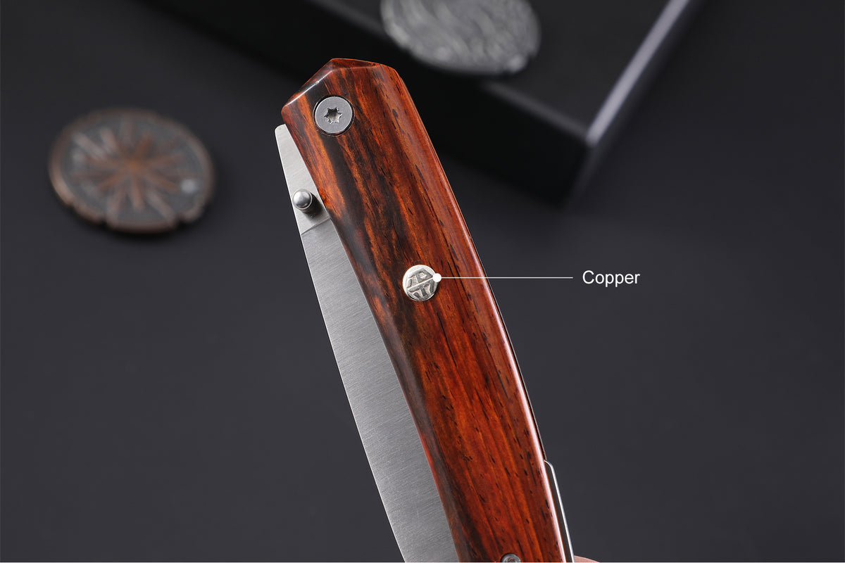 Petrified Fiah PF719 Patte,3.43"12C27N Blade,Wood/G10 Handle,Thumb Stud Liner Lock Folding Knife,