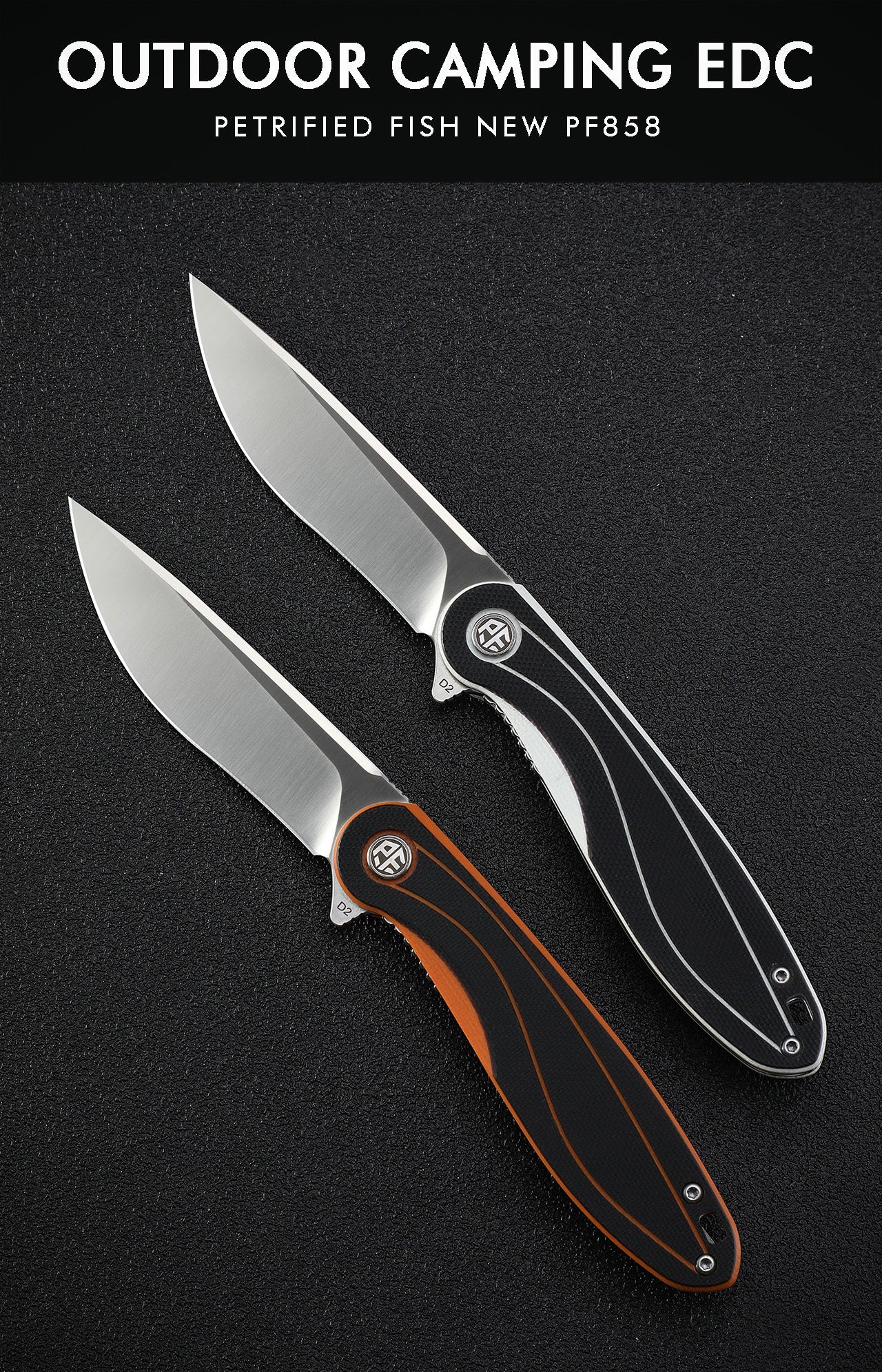 Petrified Fish PF858 Skipper,3.15" D2 Blade,G10 Handle,Flipper Liner lock Folding knife
