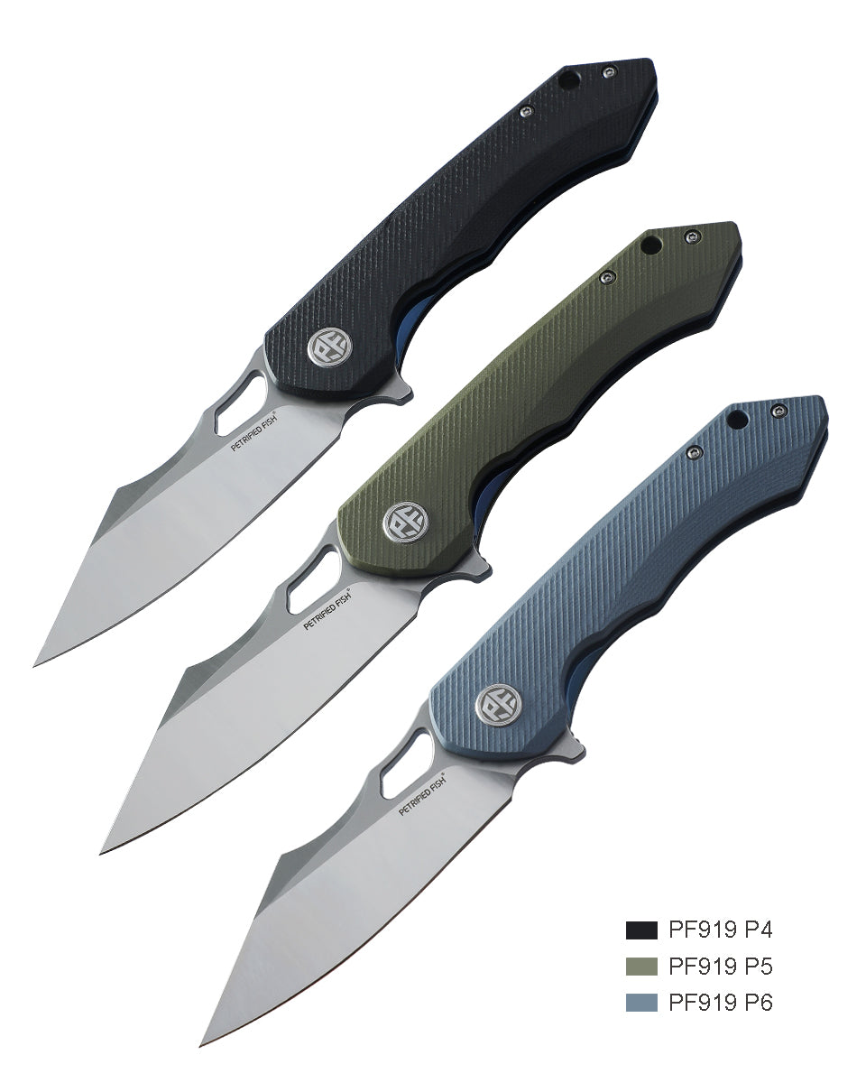 Petrified Fish PF919,3.66" D2 Blade,G10 Handle,Flipper Liner lock Folding knife