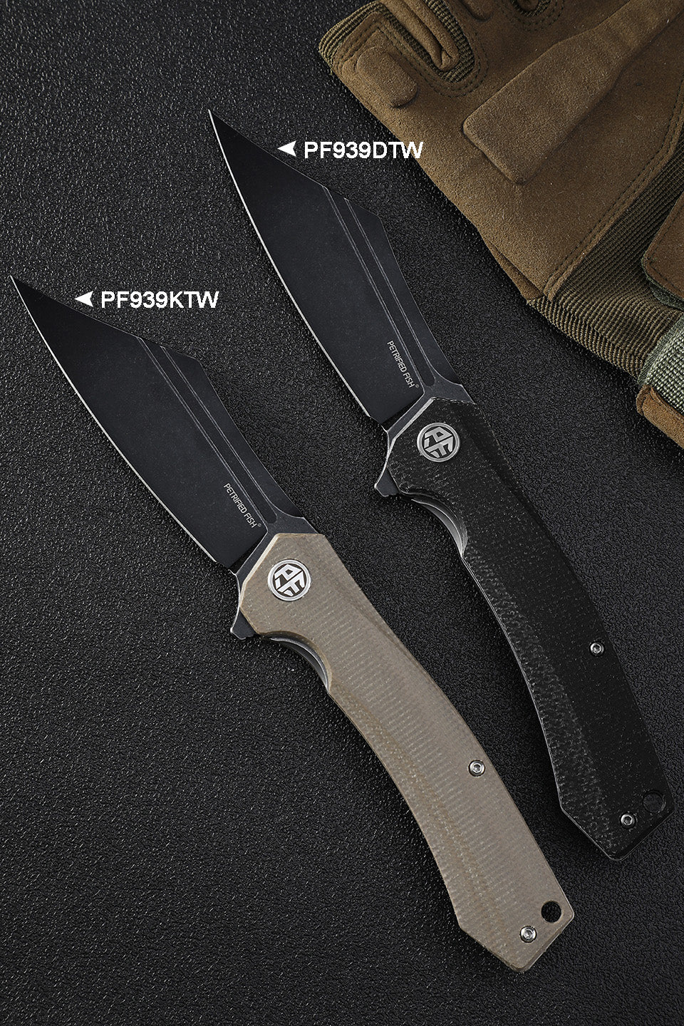 Petrified Fish PF939,3.86" D2 Blade,G10/Micarta Handle,Flipper Liner lock Folding knife