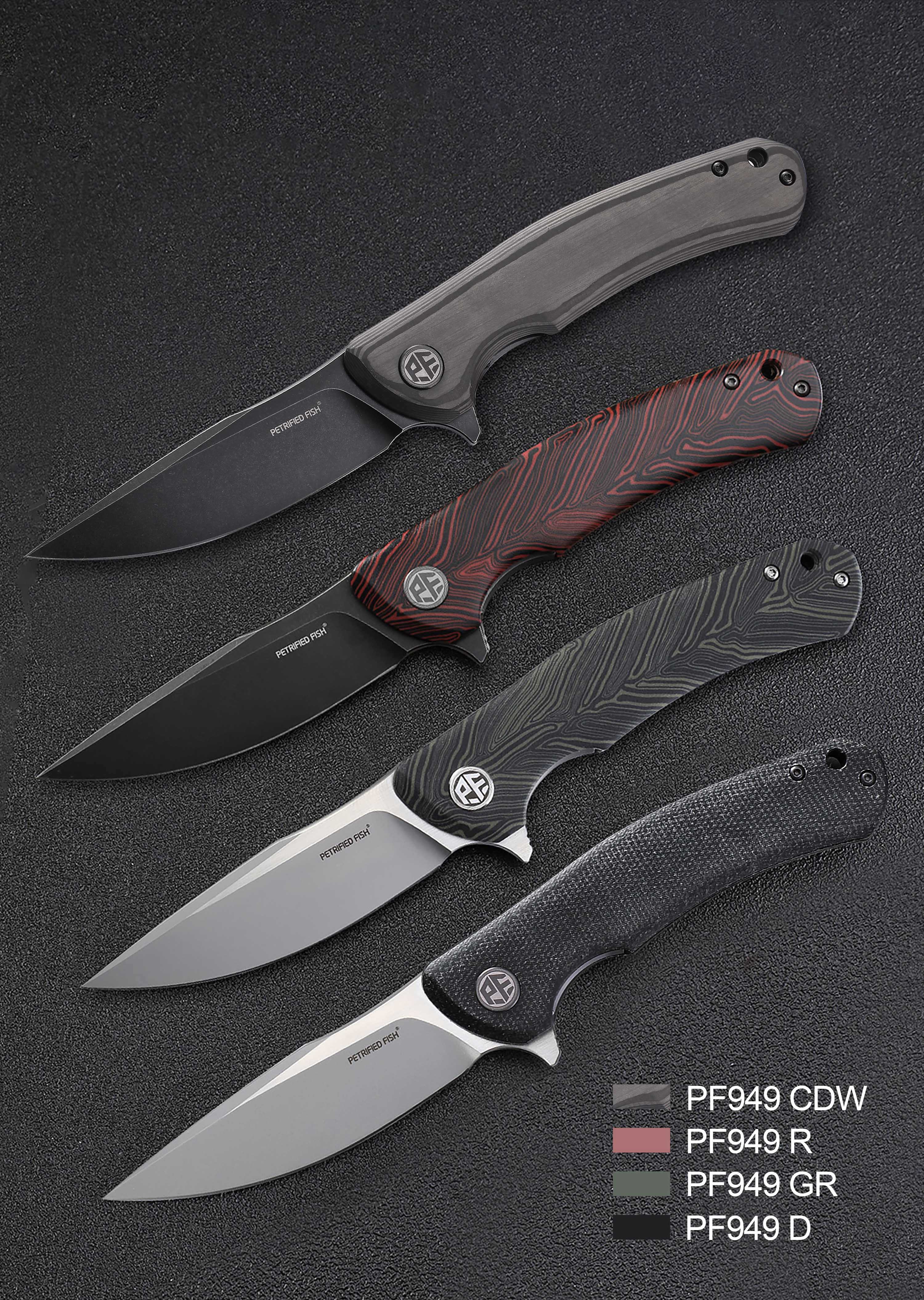 Petrified Fish PF949 Warrior,3.54" K110 Blade,Micarta/G10/Carbon Fiber Handle, Flipper Liner lock Folding knife