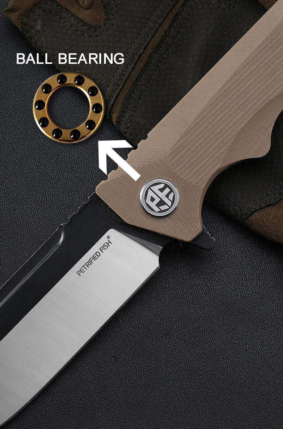 Petrified fish PF959,3.78" D2 Blade,G10 Handle, Flipper Liner lock Folding knife