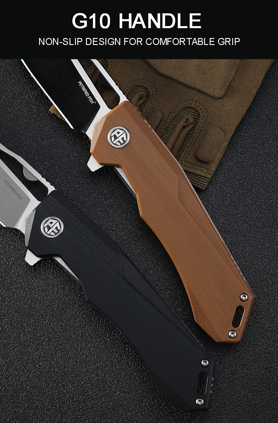 Petrified Fish PF969, 3.74" K110 Blade,G10 Handle,Flipper Liner lock Folding knife