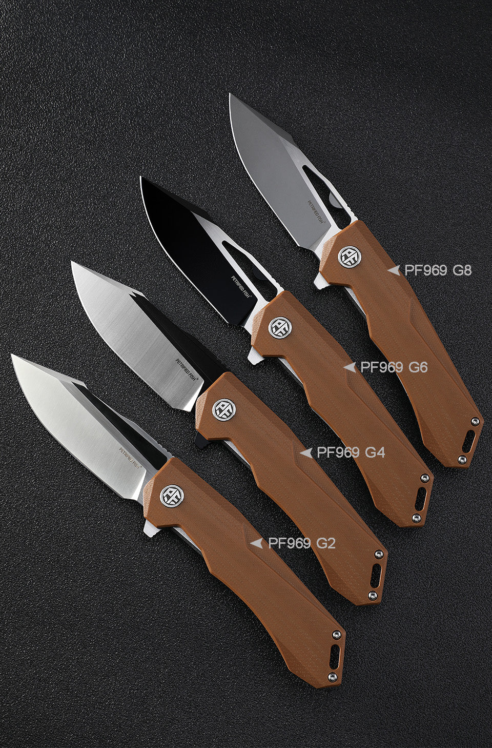 Petrified Fish PF969, 3.74" K110 Blade,G10 Handle,Flipper Liner lock Folding knife