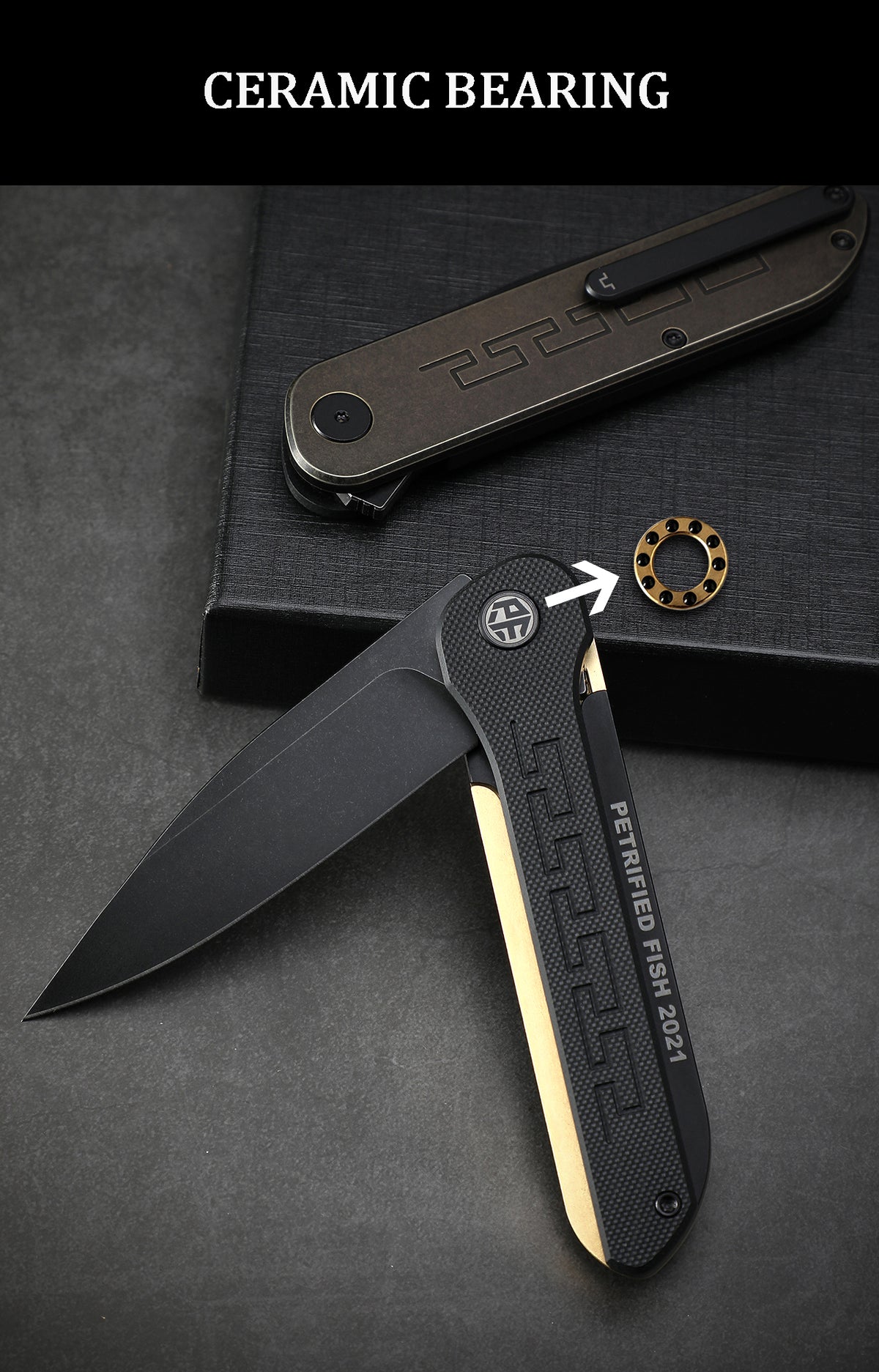 Petrified Fish PFE03 ZERO,3.6" 154CM Blade,98g Titanium & G10 Handle Flipper Liner Lock Folding knife