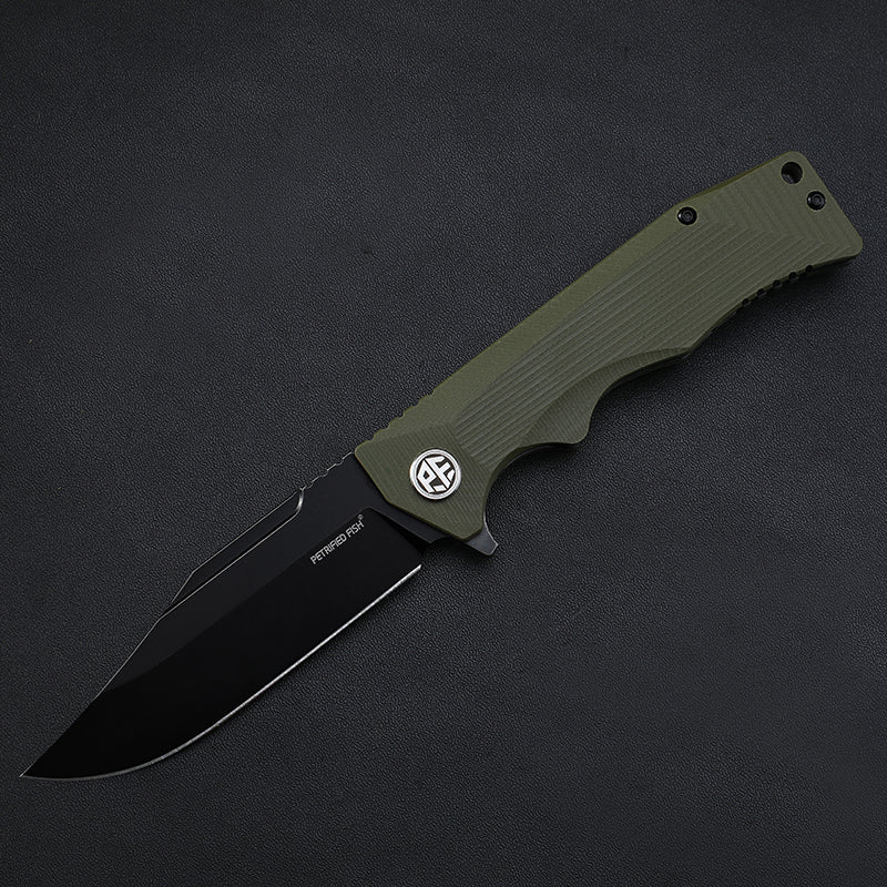 Petrified fish PF959,3.78" D2 Blade,G10 Handle, Flipper Liner lock Folding knife