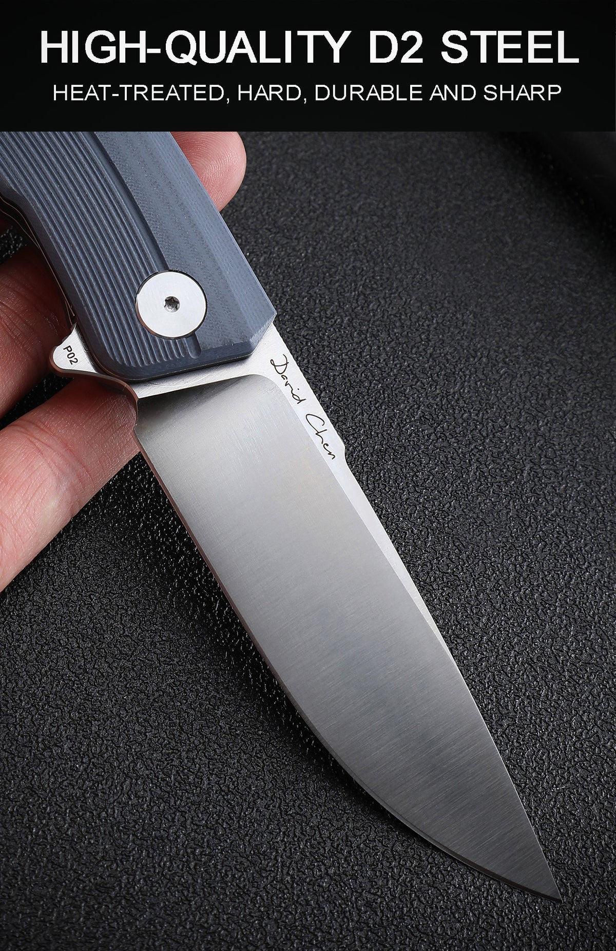 Petrified Fish PFP02 Magazine,3.66“ D2 Blade,G10/Micarta/Carbon Fiber Handle,Flipper Liner Lock Folding Knife