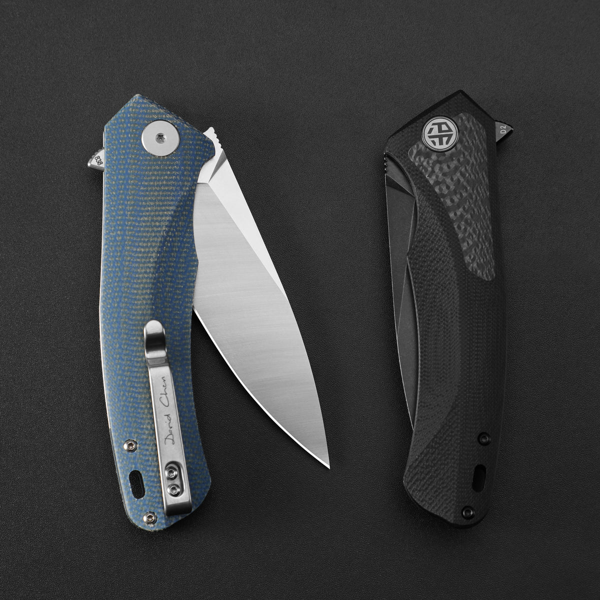 Petrified Fish PF838 Pub,3.74"D2 Steel Blade,G10/Micarta/G10+Carbon Fiber Handle, Flipper Liner lock Folding knife
