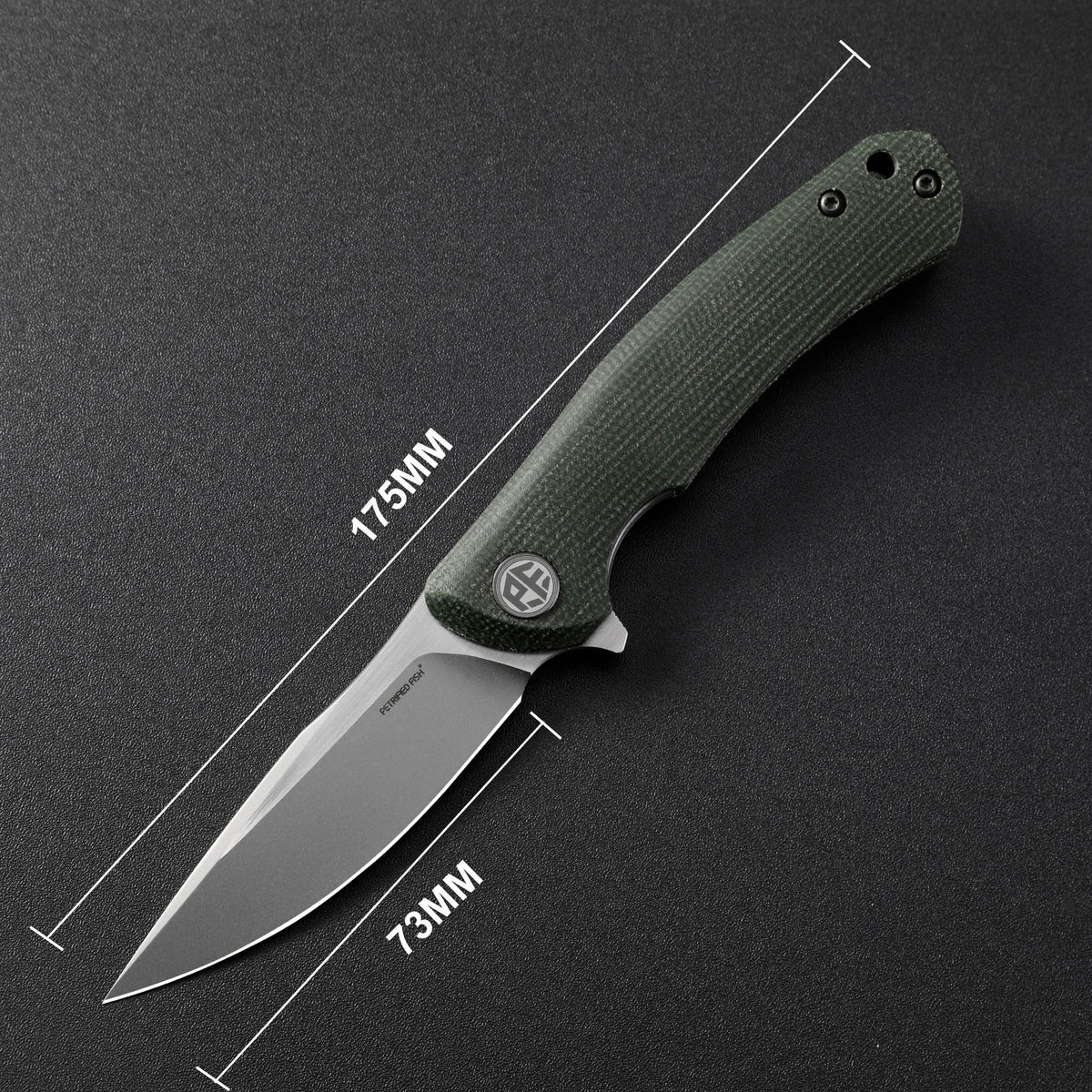 Petrified Fish PF949X Warrior,2.87" K110 Blade,Micarta/Carbon fiber Handle,Flipper Liner Lock Folding Knife