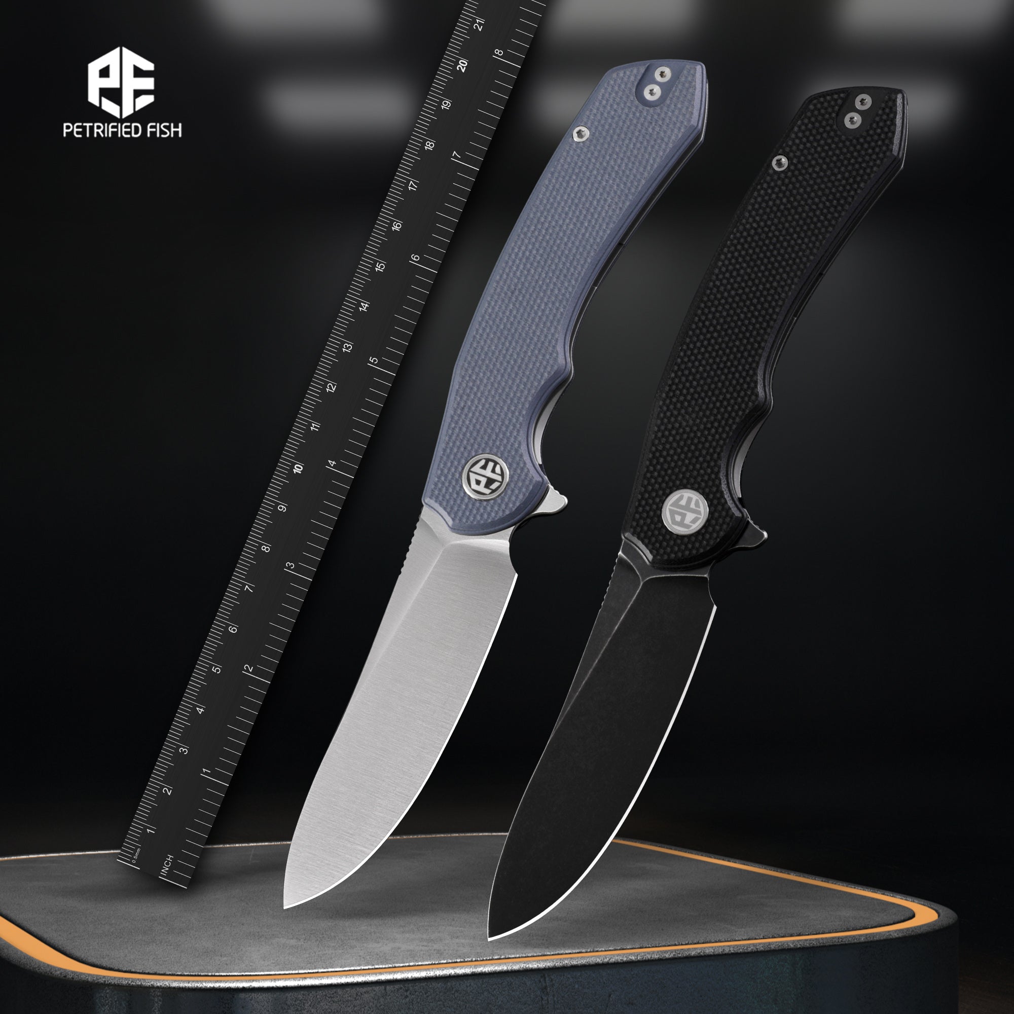 Petrified Fish PFP12-WaterSpout,3.54“ 14C28N Steel Blade,G10 Handle, Flipper Liner Lock Folding Knife