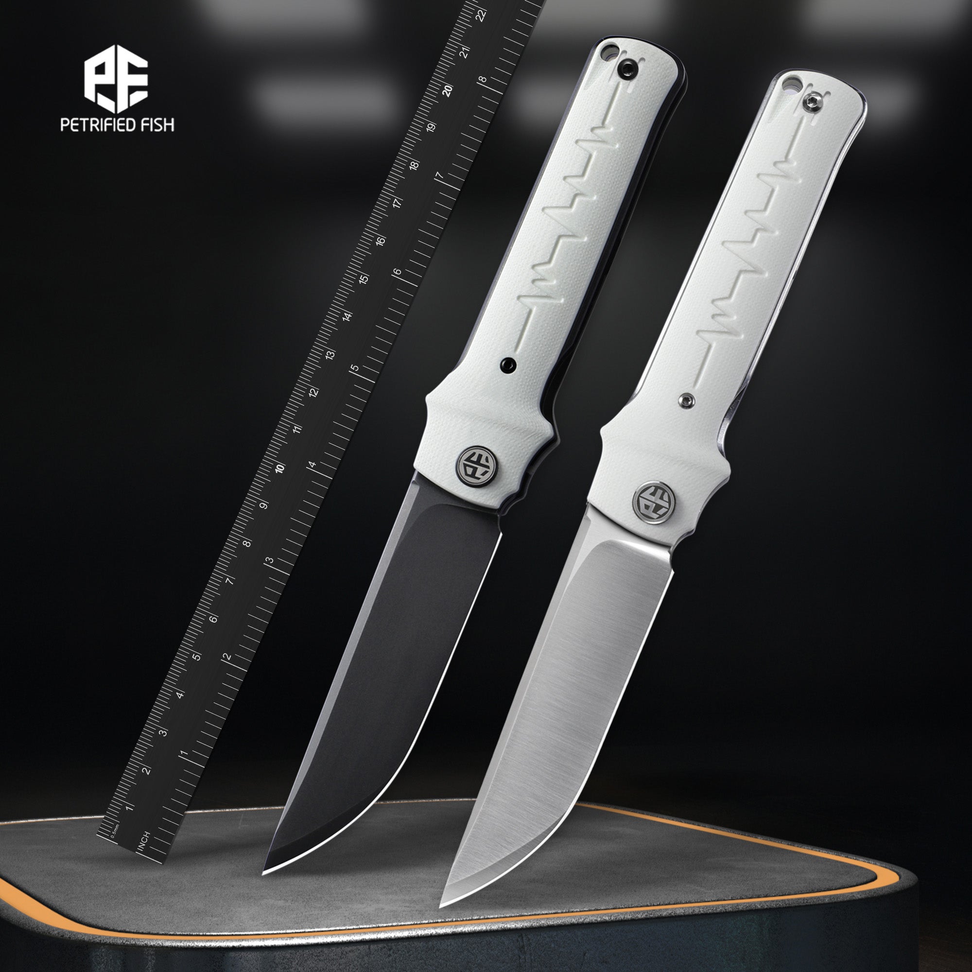 Petrified Fish PFB04 Tena, 3.82" D2 Blade,G10 Handle,Front Flipper Liner Lock Folding Knife