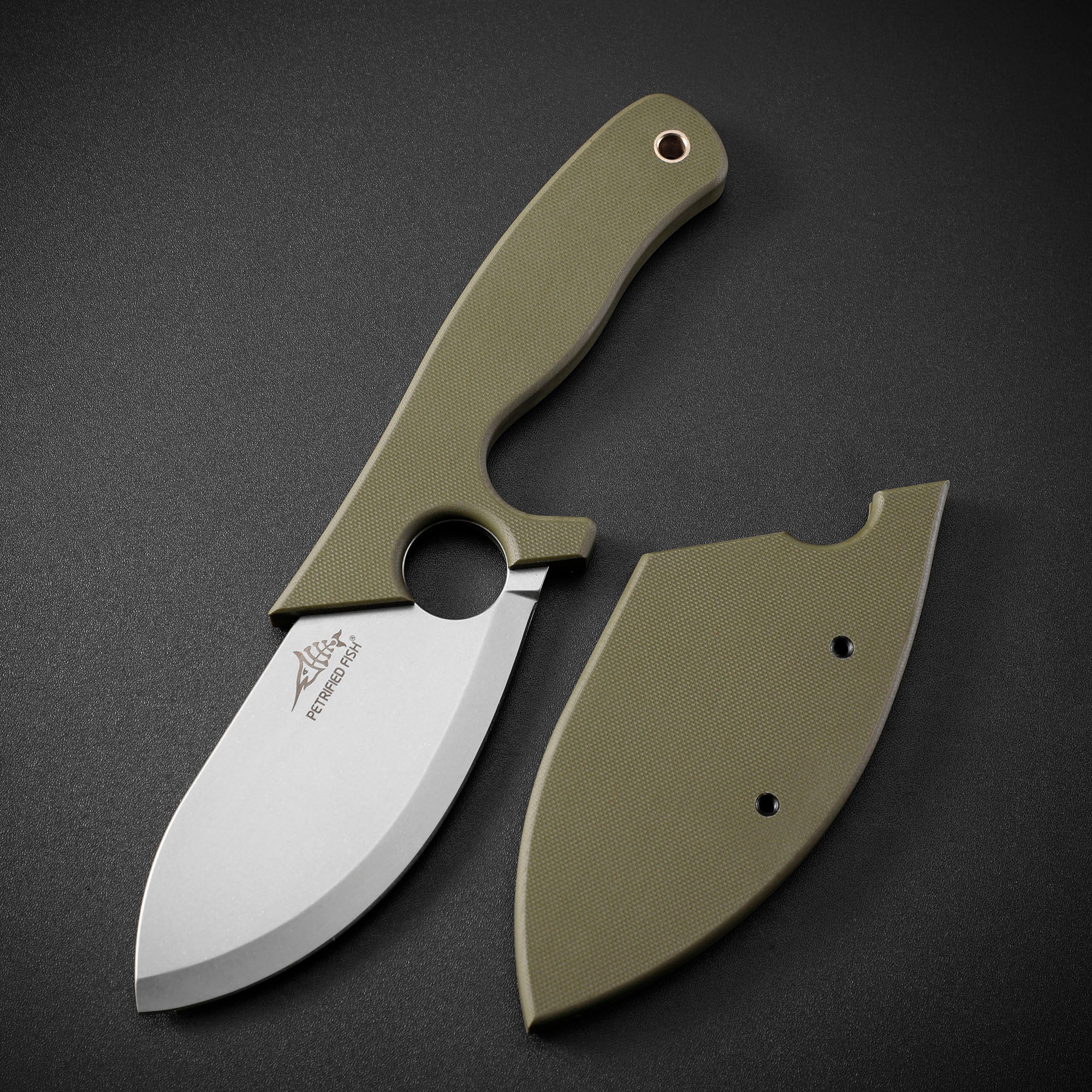 Petrified Fish PFH01 EEL,3.46" 9CR18MOV Blade,G10 Handle,Multifunctional Fixed Blade knife