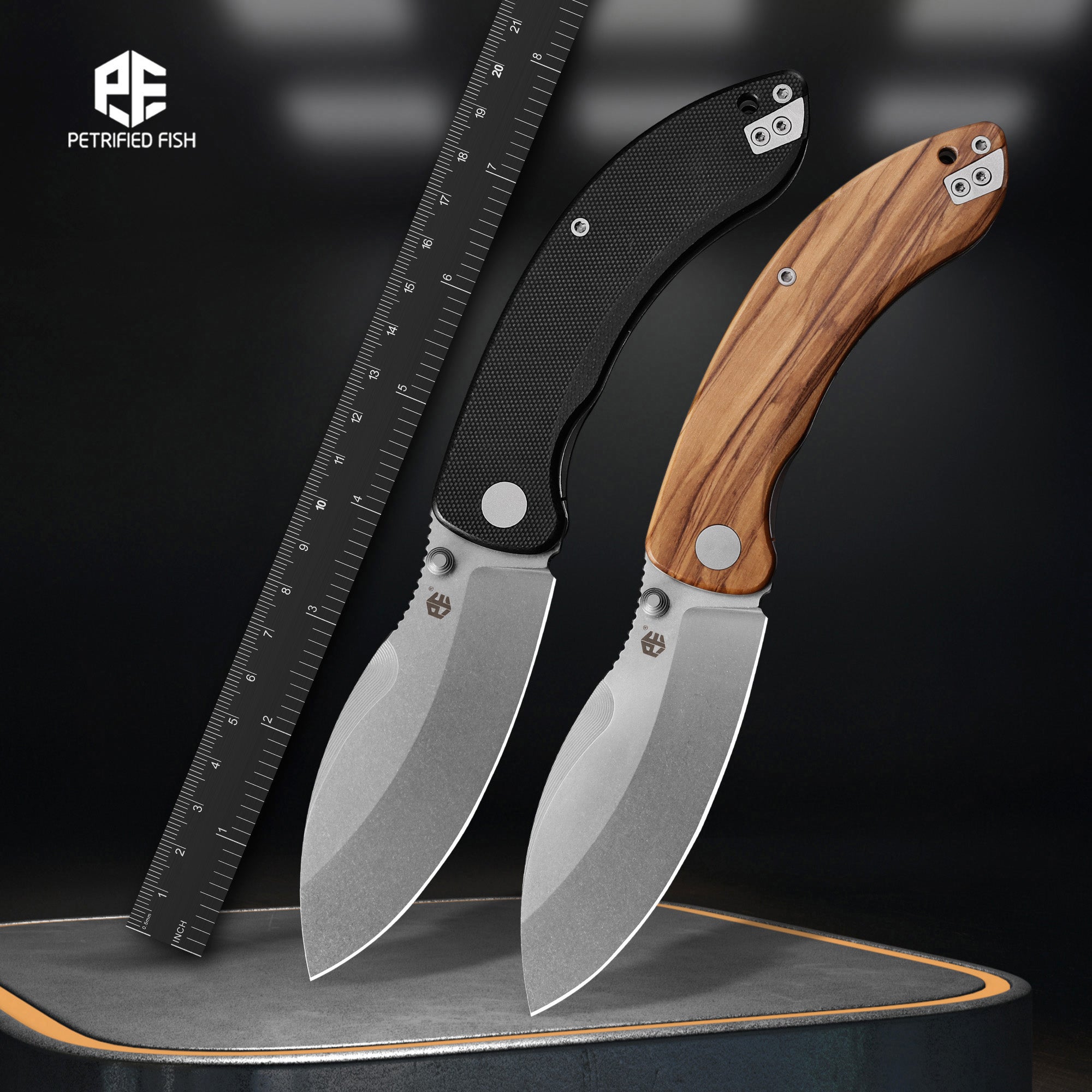 Petrified Fish PFB06-Zonda,3.74" 14C28N Steel Blade,G10/Wood/Micarta Handle,Liner Lock Folding Knife