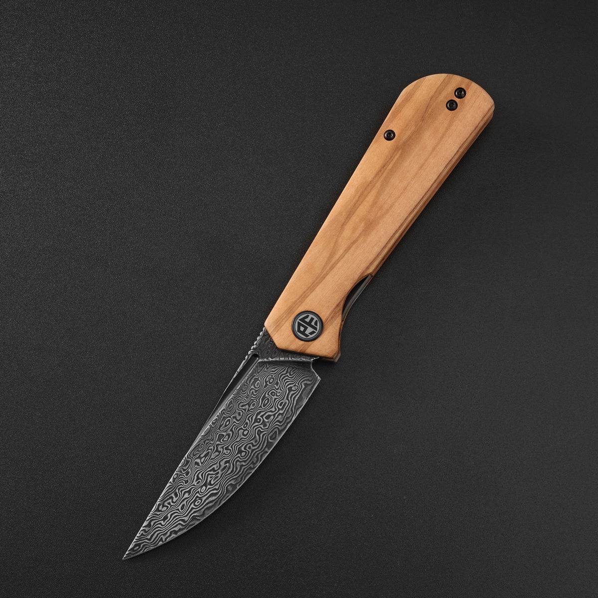 Petrified Fish PFP07 Viking,3.62" K110/Damascus Blade,G10/Micarta/Wood Handle Front Flipper Liner Lock Folding Knife