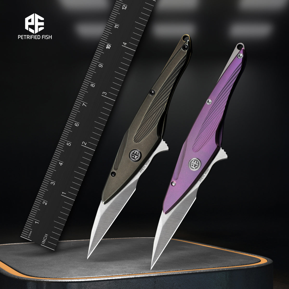 Petrified Fish PFE10 Hummingbird,1.06" Blade,30g Titanium Handle,Flipper Frame Lock Folding Knife