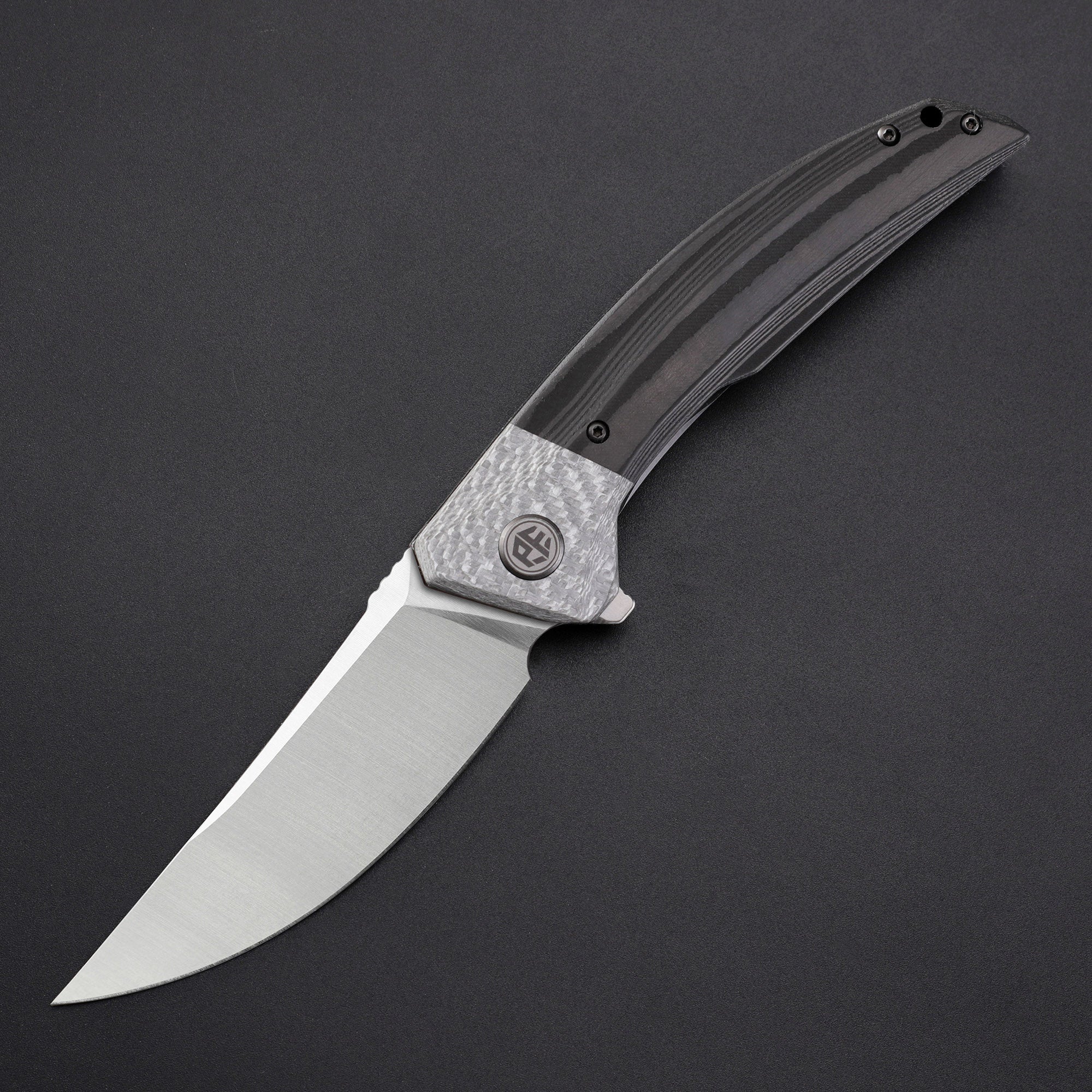 Petrified Fish PFP05 Deepsea,3.66" K110 Blade,Carbon fiber/Micarta/Carbon fiber&G10 Handle Flipper Liner Lock Folding Knife
