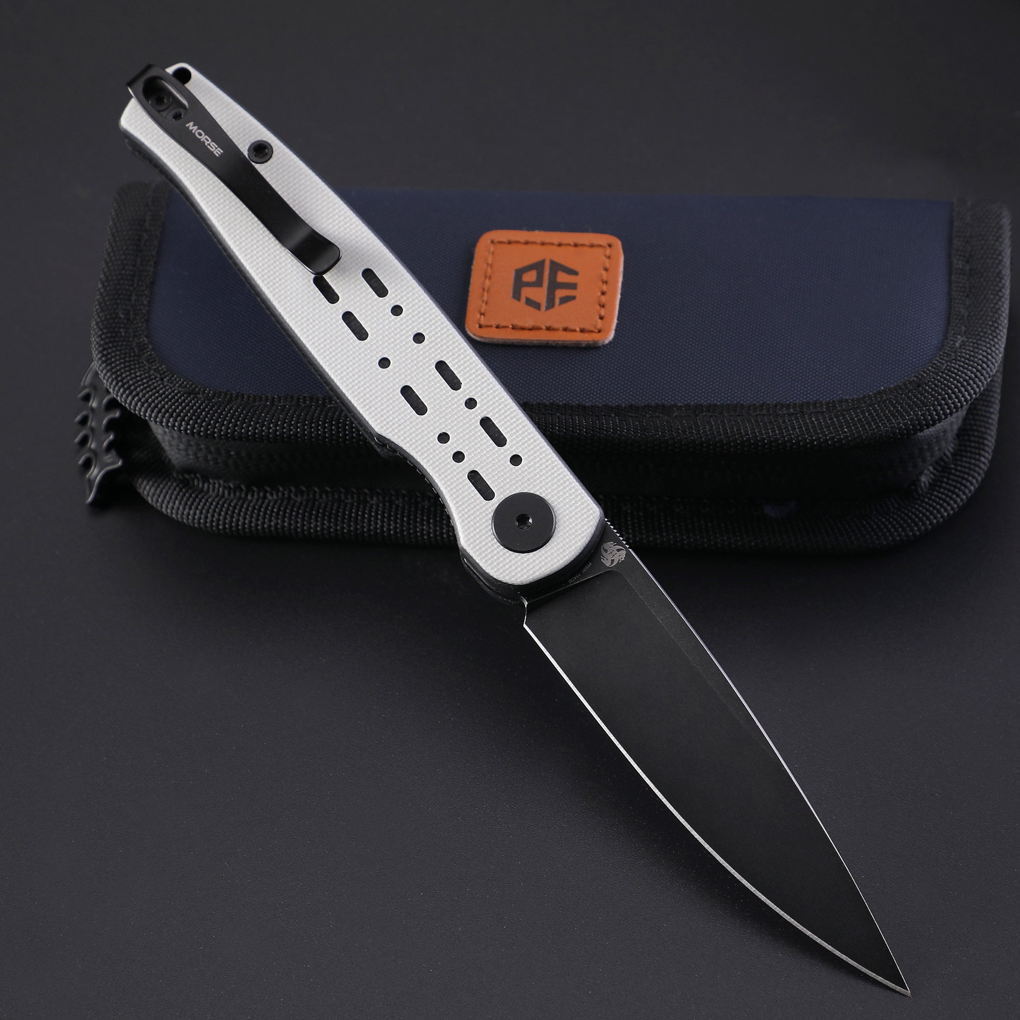 Petrified Fish PFE07 Morse,3.31" 154CM Blade,G10/Micarta Handle Front Flipper Liner Lock  Folding Knife