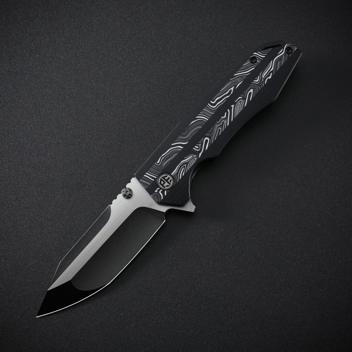 Petrified Fish PFP08 Mocado,3.58" K110 Blade,160g G10/Carbon Fiber Handle Flipper Liner Lock Folding Knife