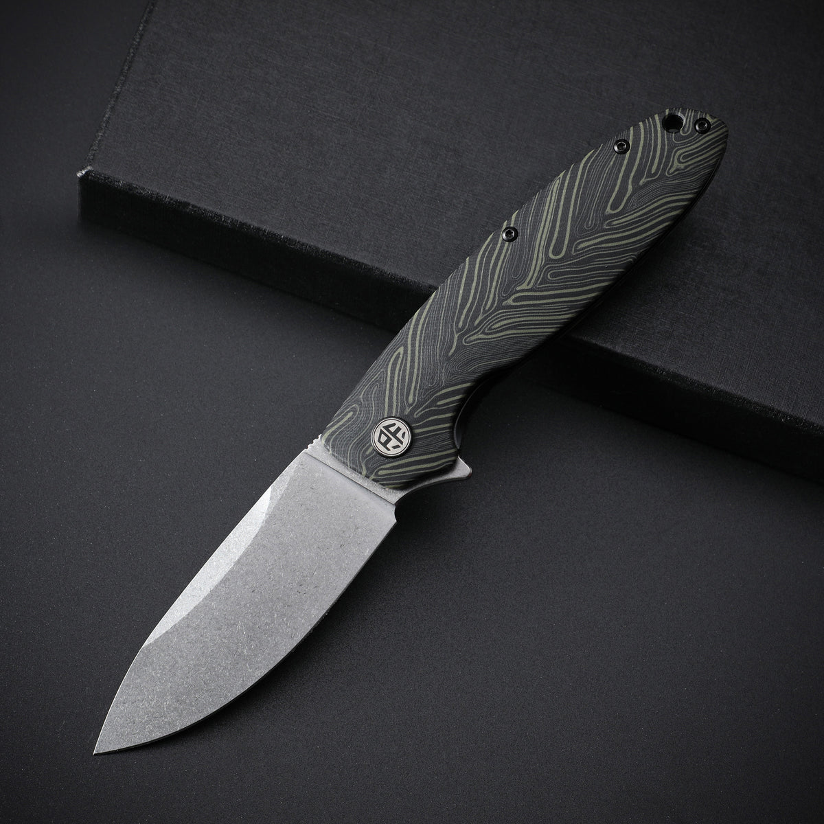 Petrified Fish PFB01 Terra,3.54" D2 Blade,Gmascus/G10/Micarta Handle Flipper Liner Lock Folding Knife