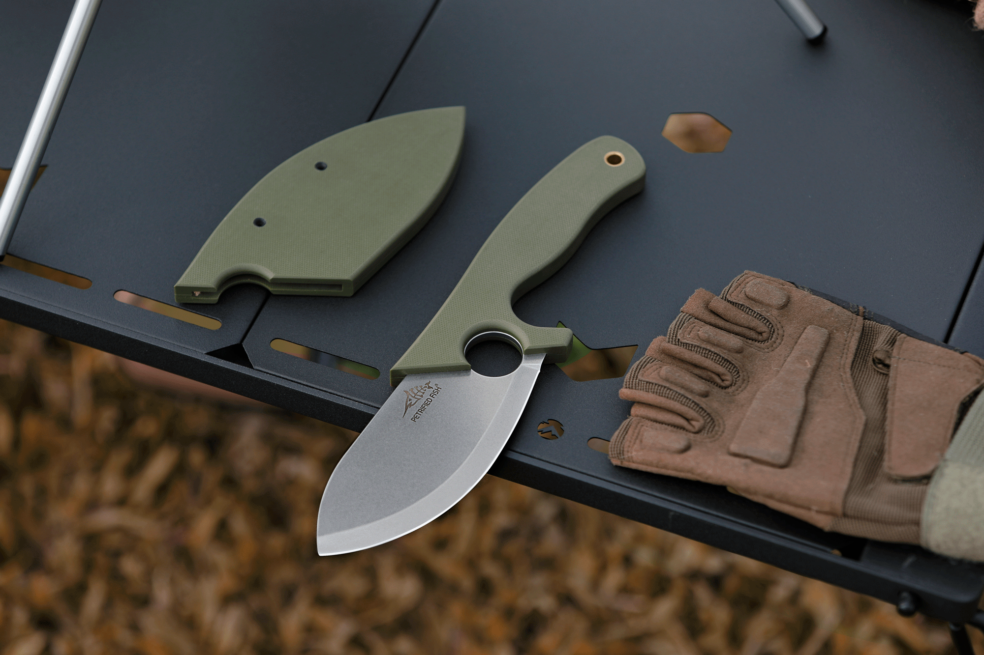 Petrified Fish PFH01 EEL,3.46" 9CR18MOV Blade,G10 Handle,Multifunctional Fixed Blade knife