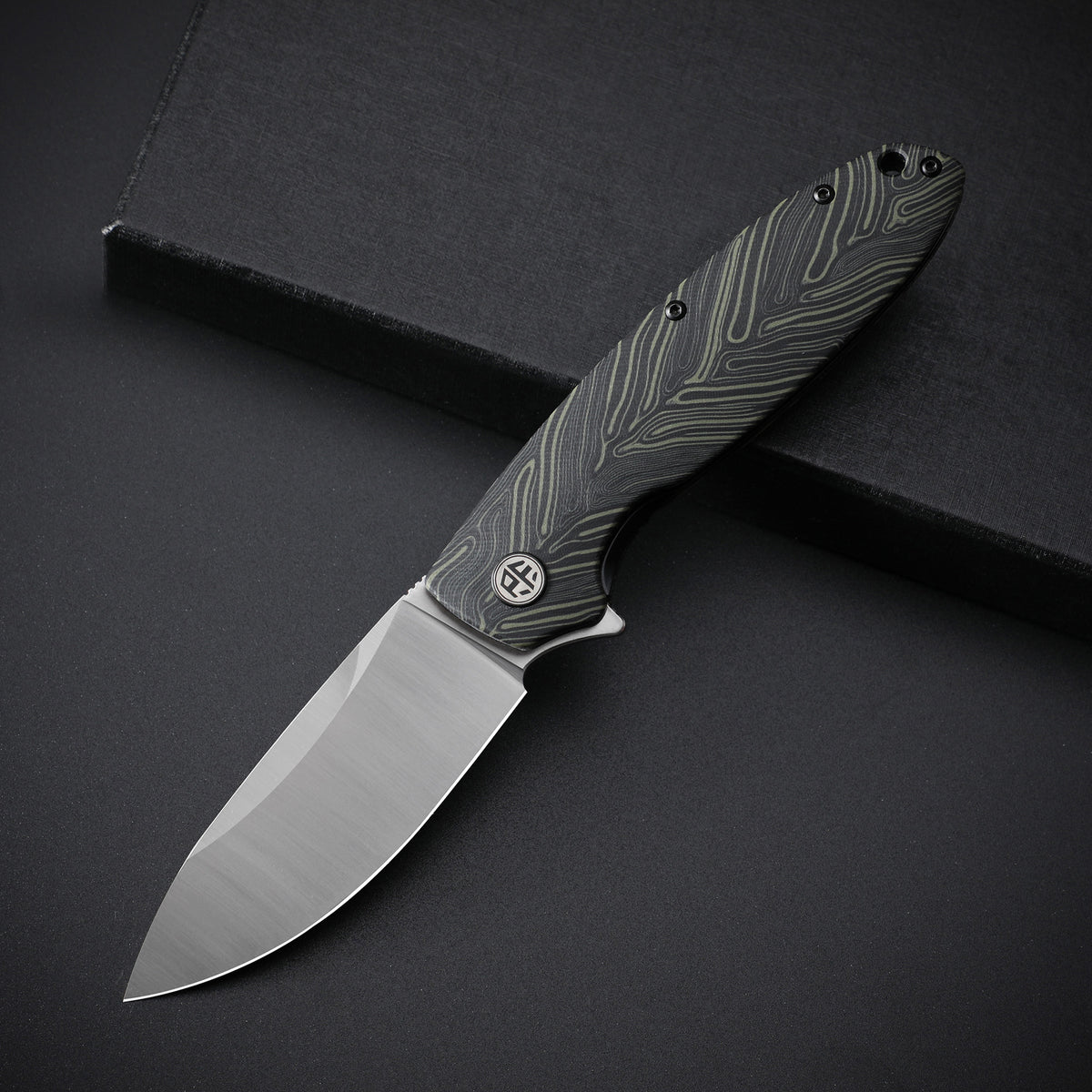Petrified Fish PFB01 Terra,3.54" D2 Blade,Gmascus/G10/Micarta Handle Flipper Liner Lock Folding Knife