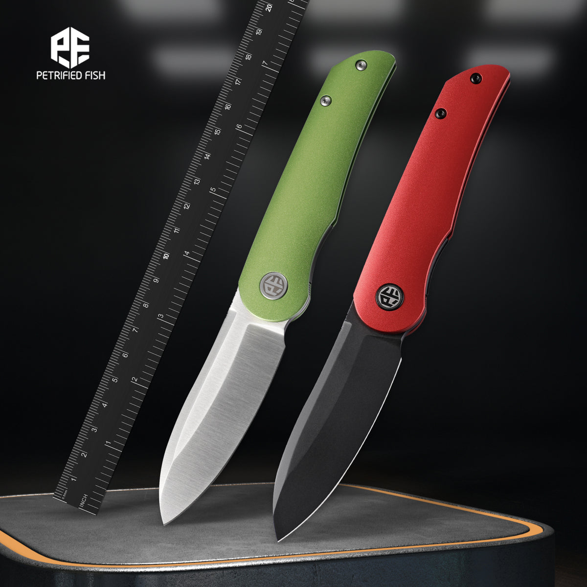 Petrified Fish PFE16 Elcamino,3.15" N690 Blade,Micarta/Gmascus/Aluminum Handle,Front Flipper Liner Lock Folding Knife